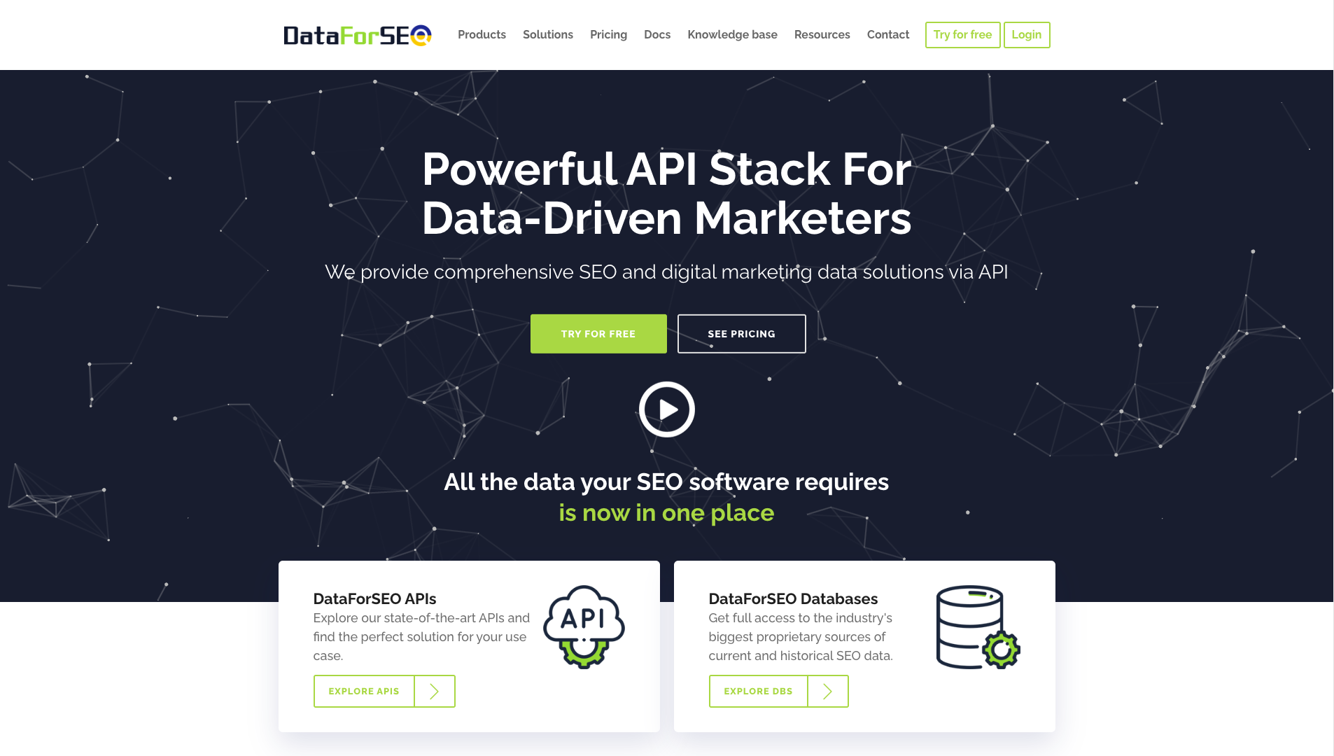 Screenshot of the DataForSEO website