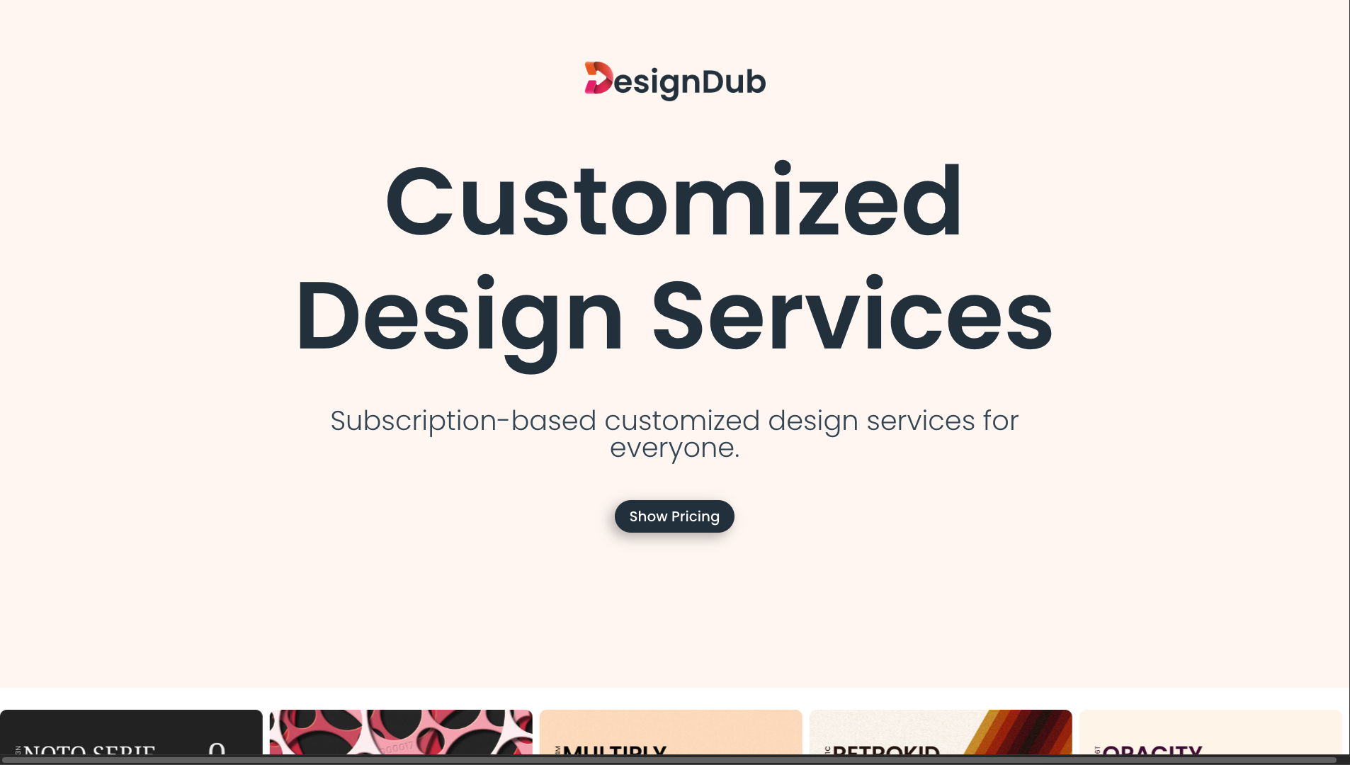 Screenshot of DesignDub Homepage