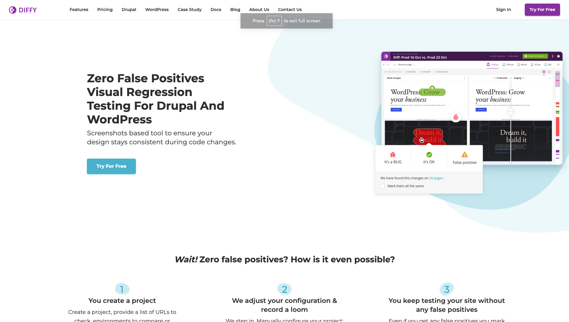 Screenshot of the Diffy website