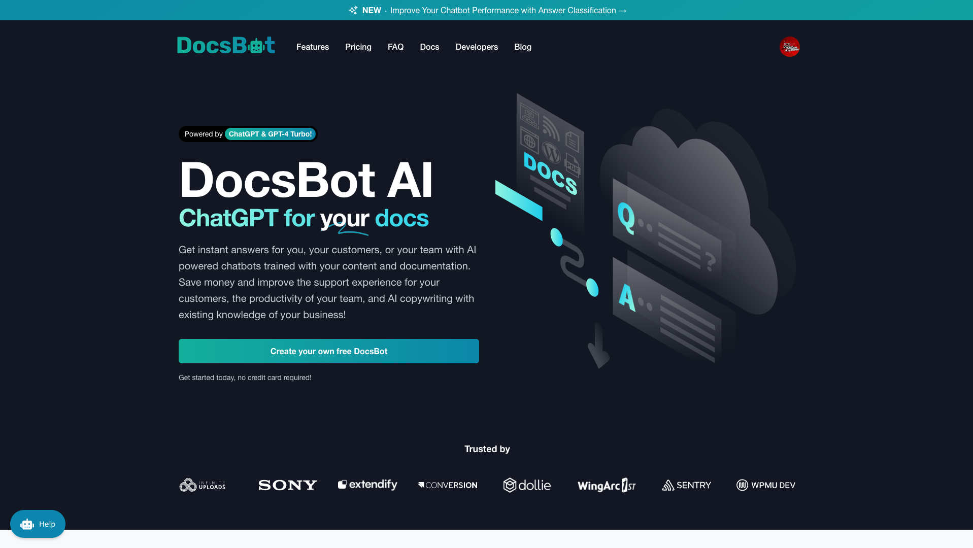 Screenshot of the DocsBot website