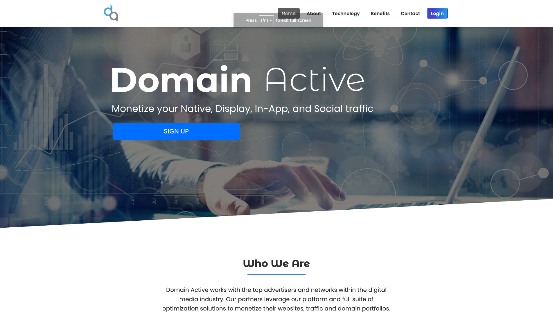 Screenshot of the DomainActive website