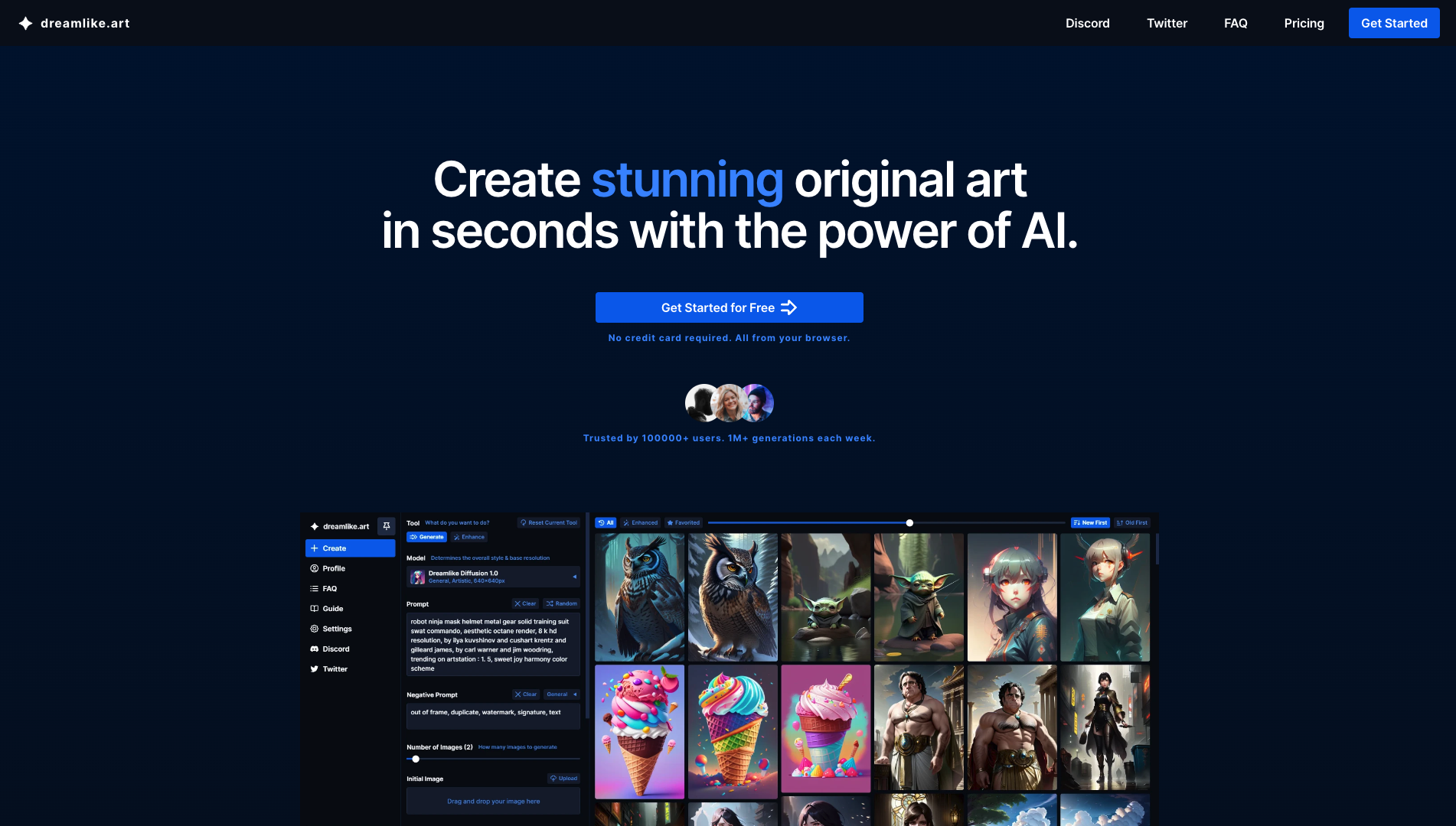 Screenshot of the Dreamlike.art website