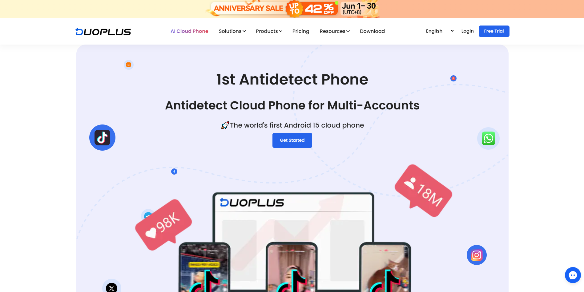 Screenshot of the DuoPlus website