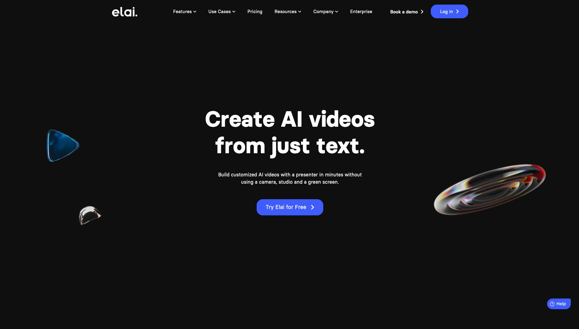 Screenshot of the Elai website