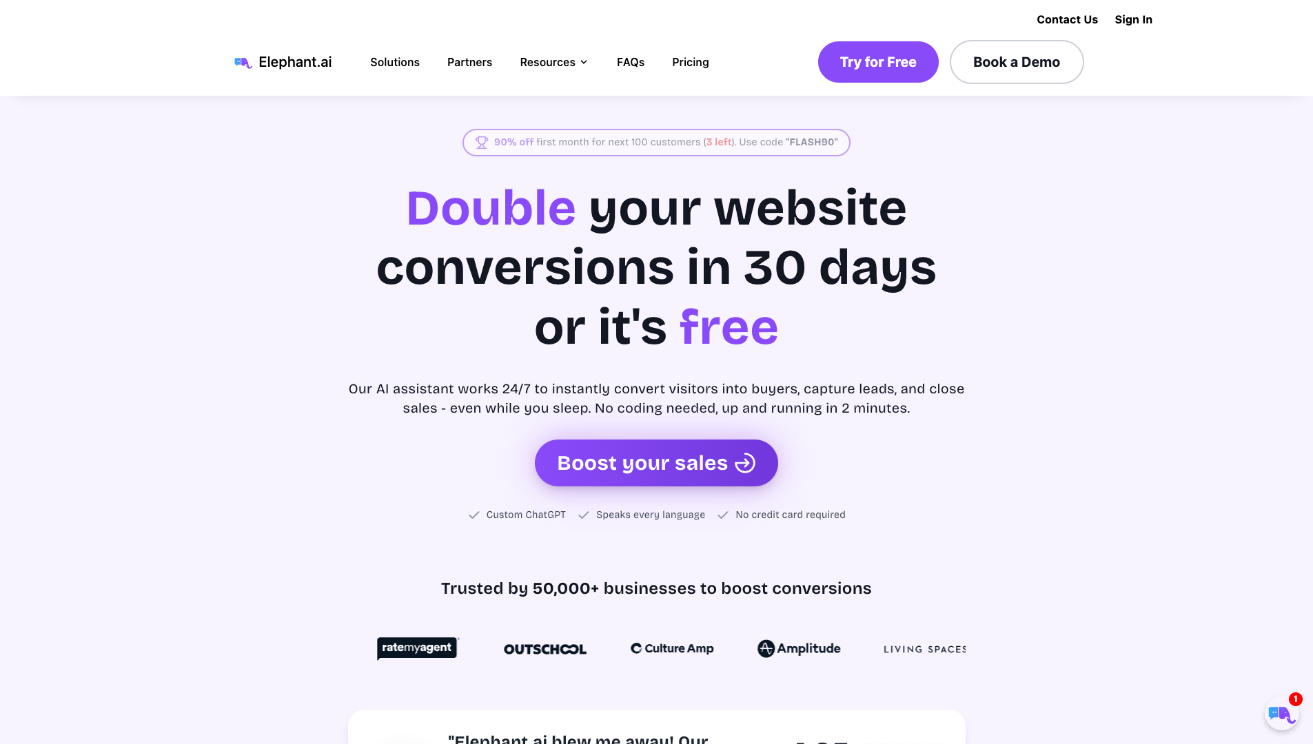 Screenshot of the Elephant.ai website