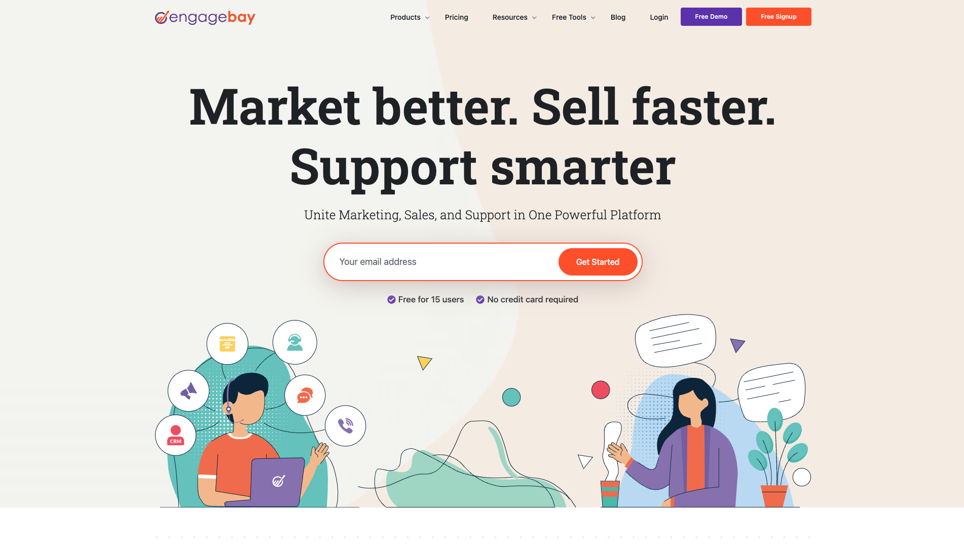 Screenshot of the EngageBay website