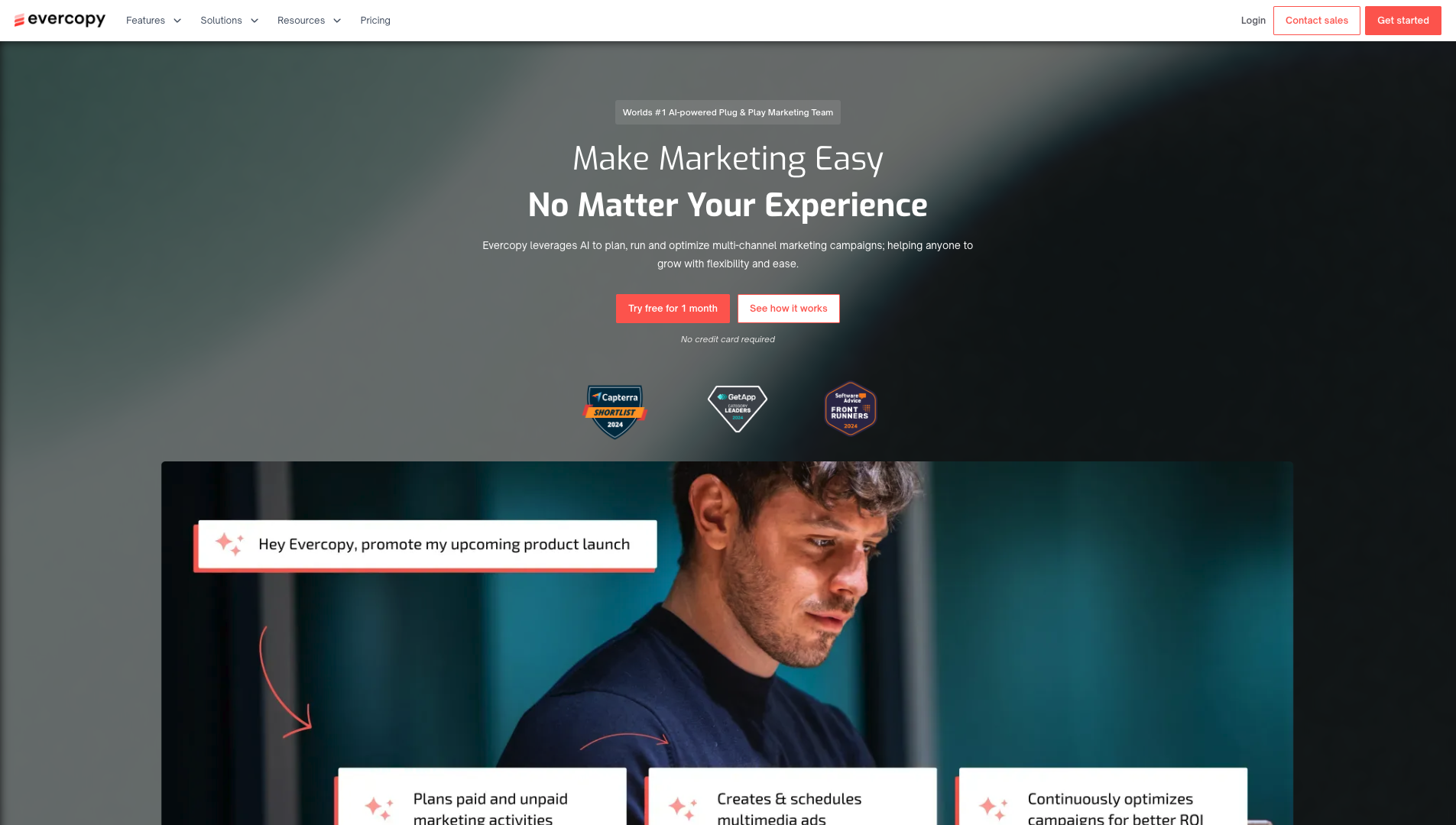 Screenshot of the Evercopy website