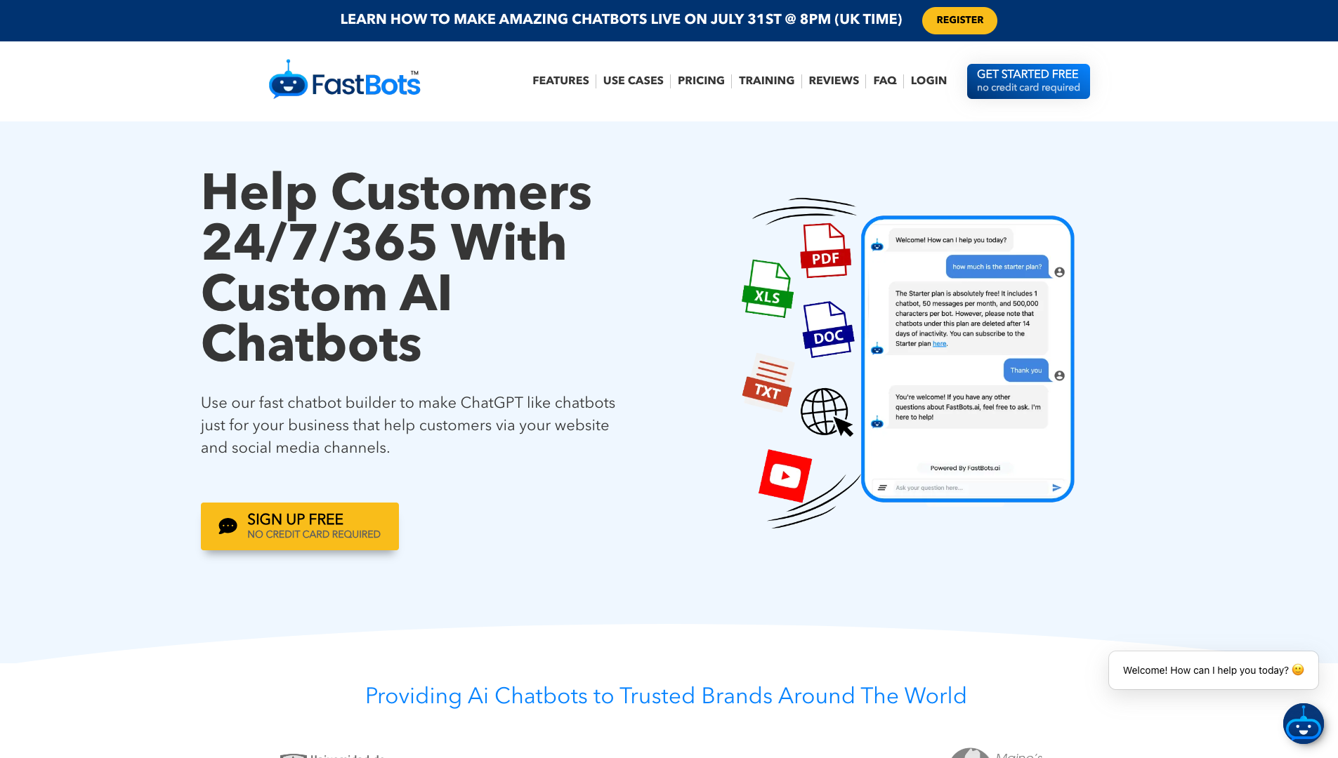 Screenshot of the FastBots website