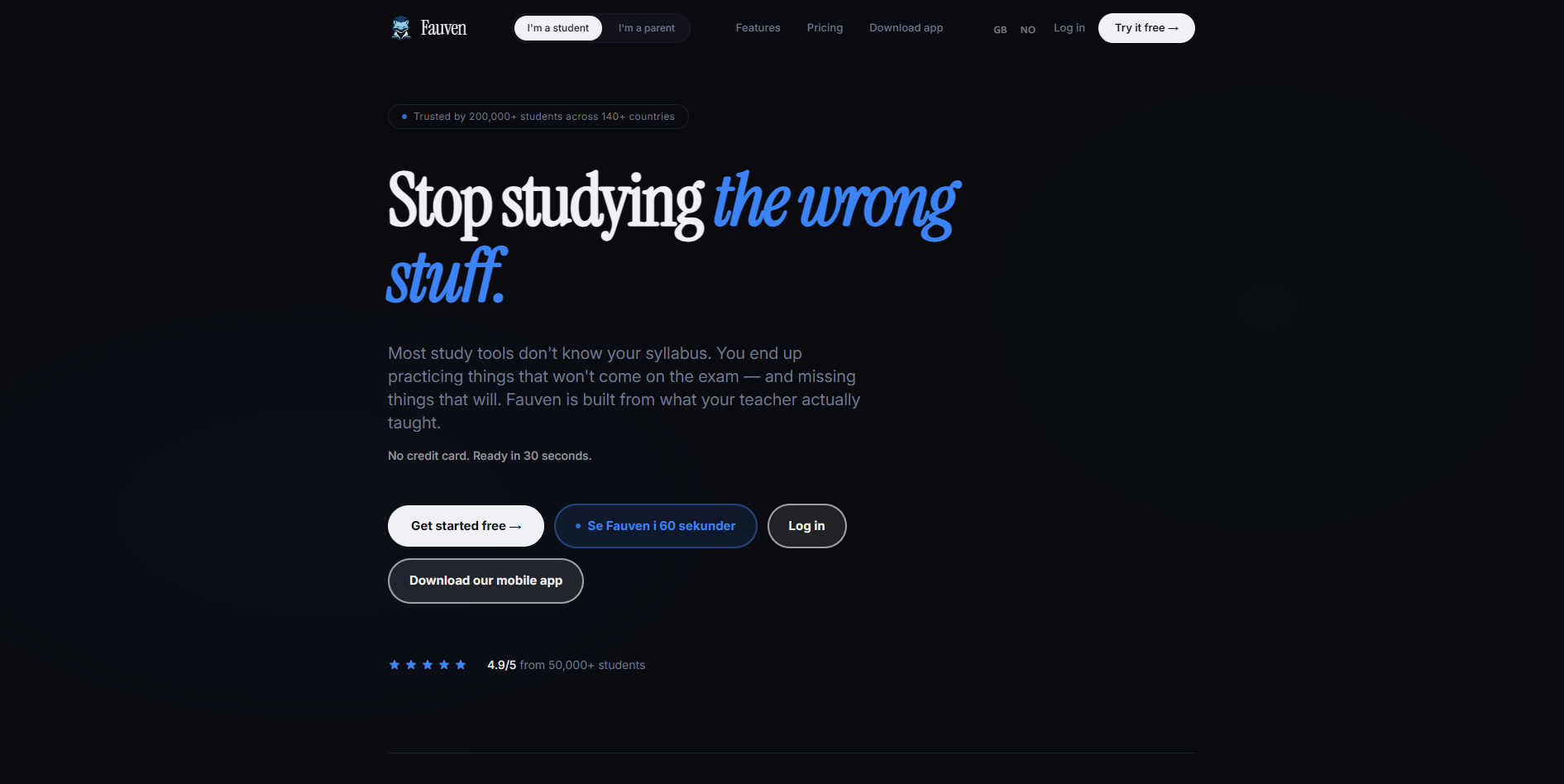 Screenshot of the Fauven website