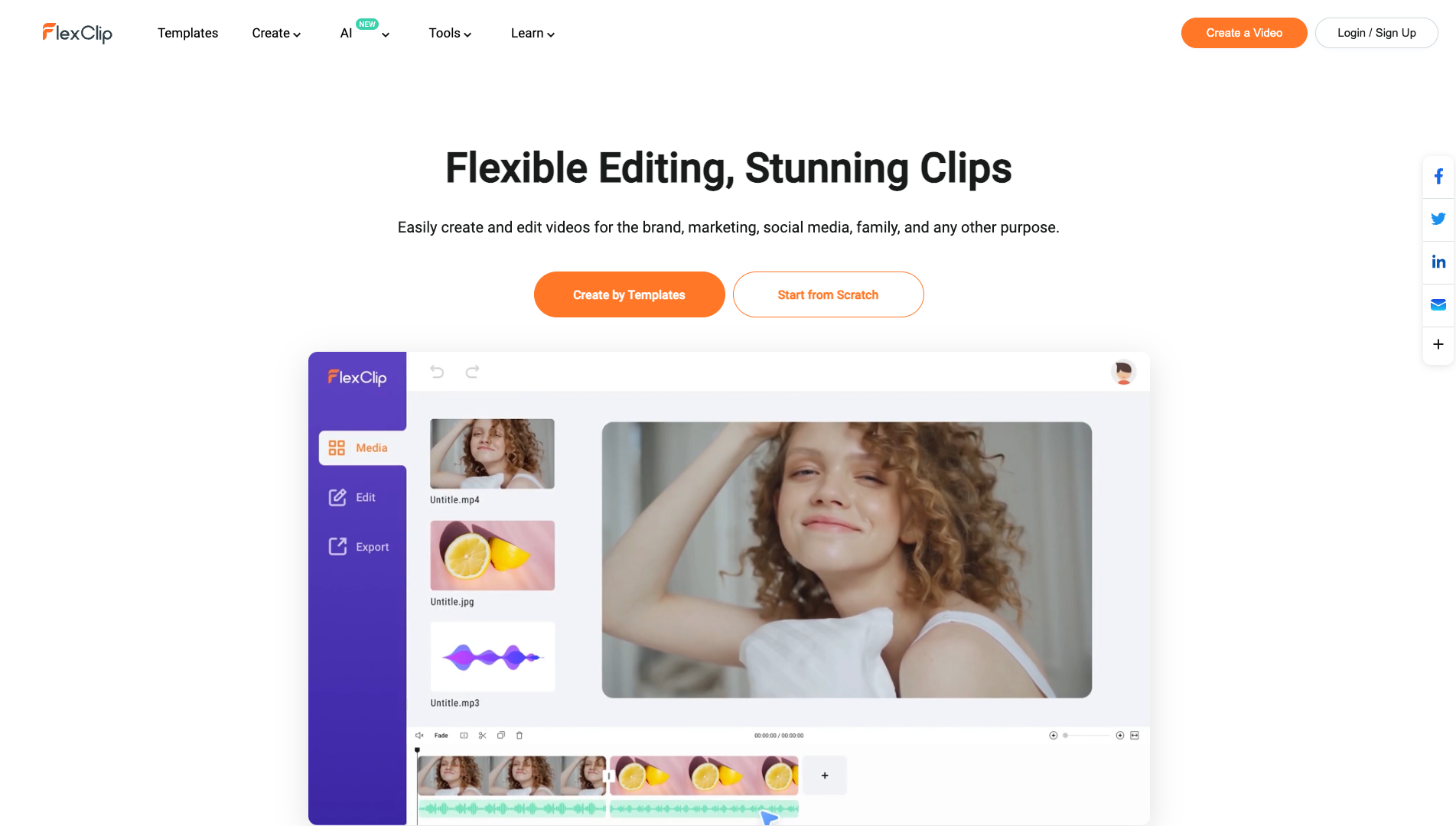 Screenshot of the FlexClip website