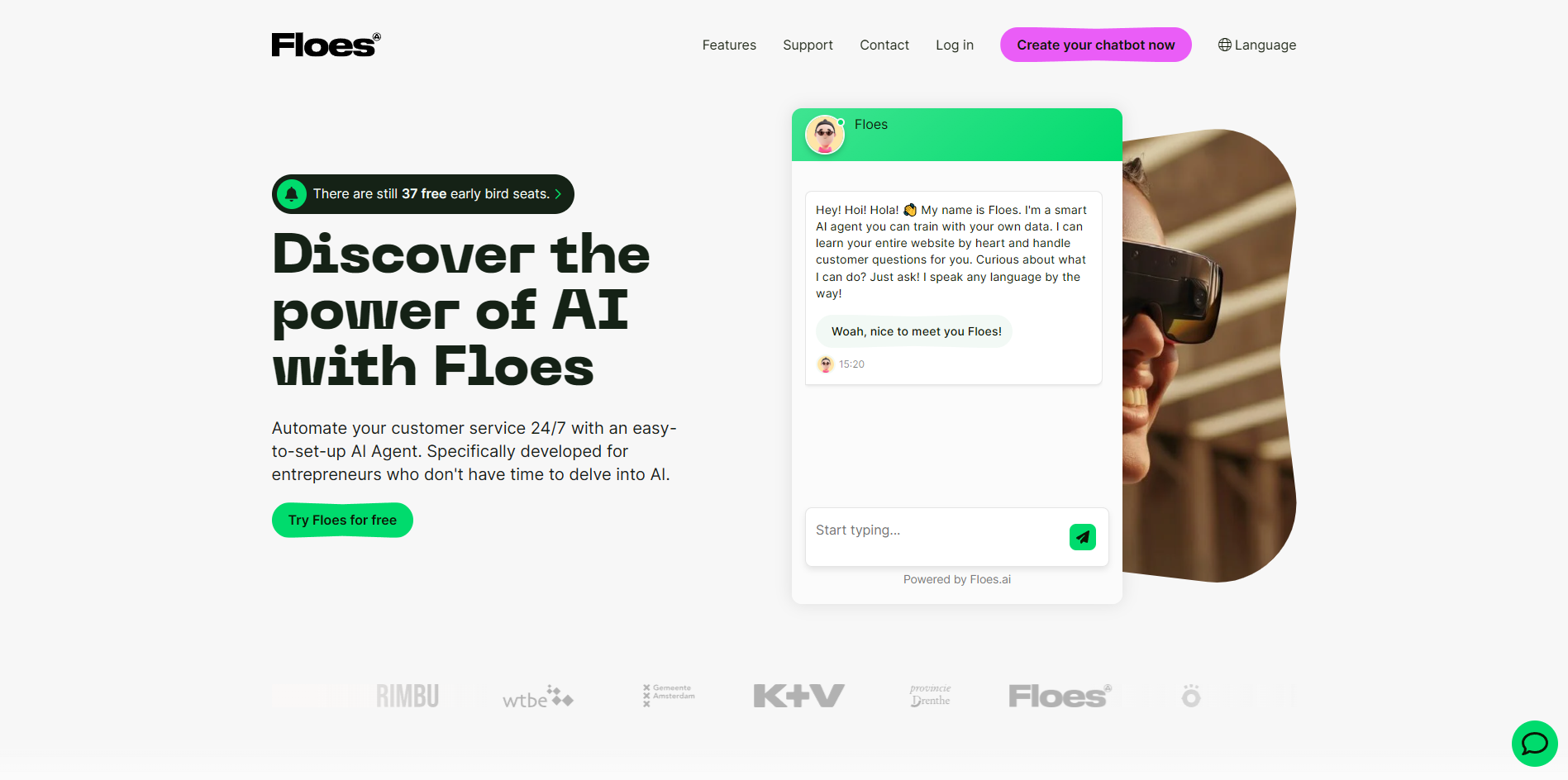 Screenshot of the Floes website