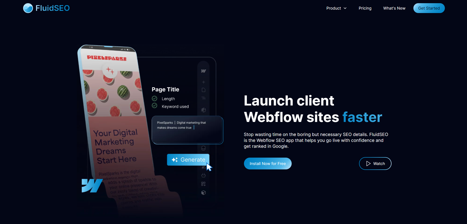 Screenshot of the Fluid SEO website