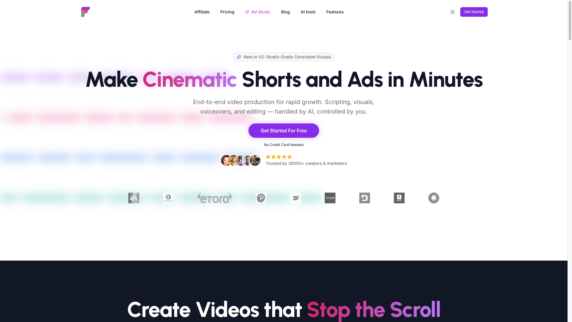 Screenshot of the Frameloop website
