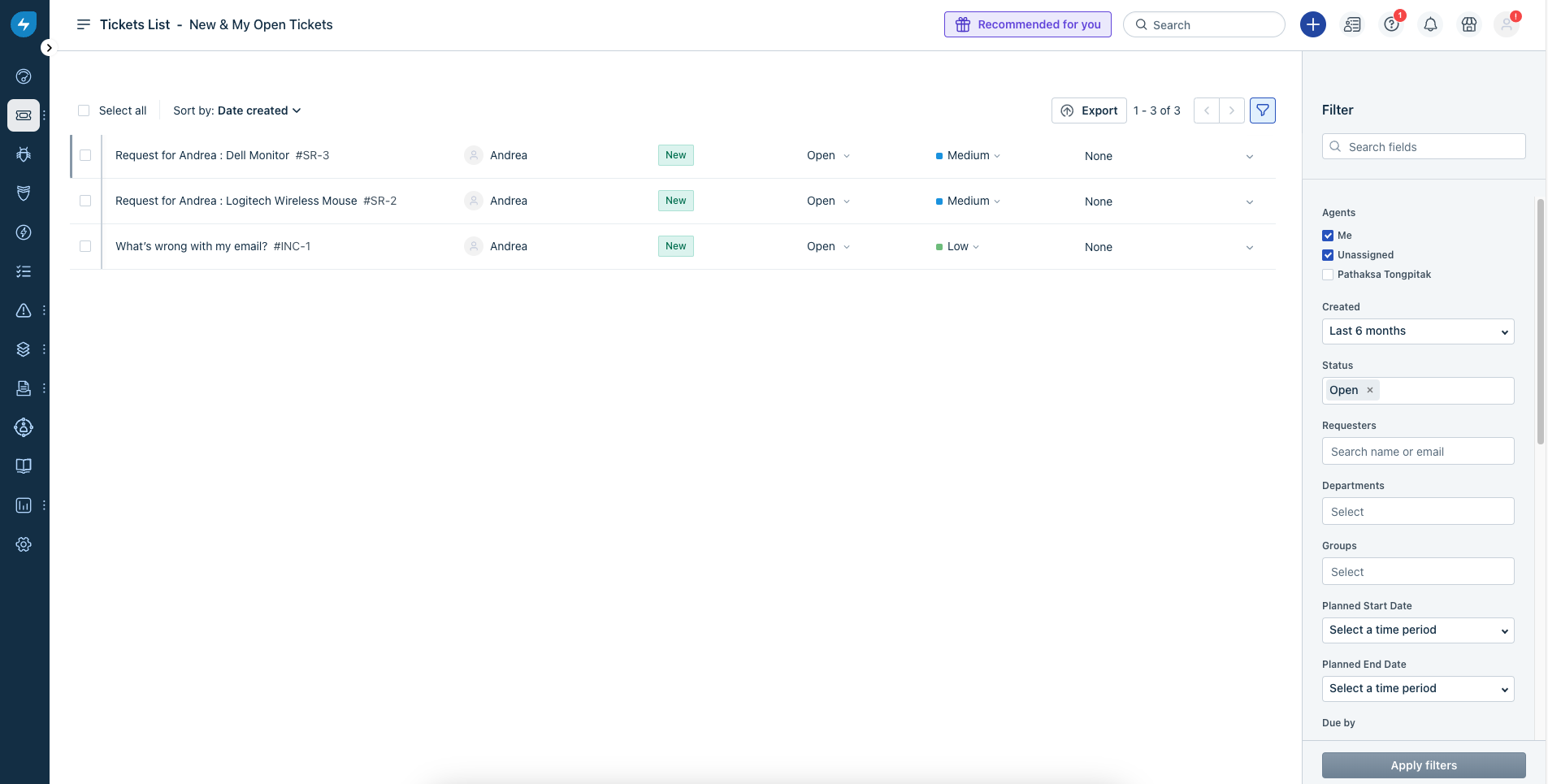 Freshservice Dashboard