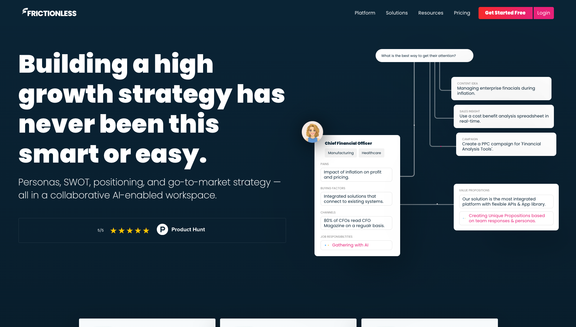 Screenshot of the Frictionless website