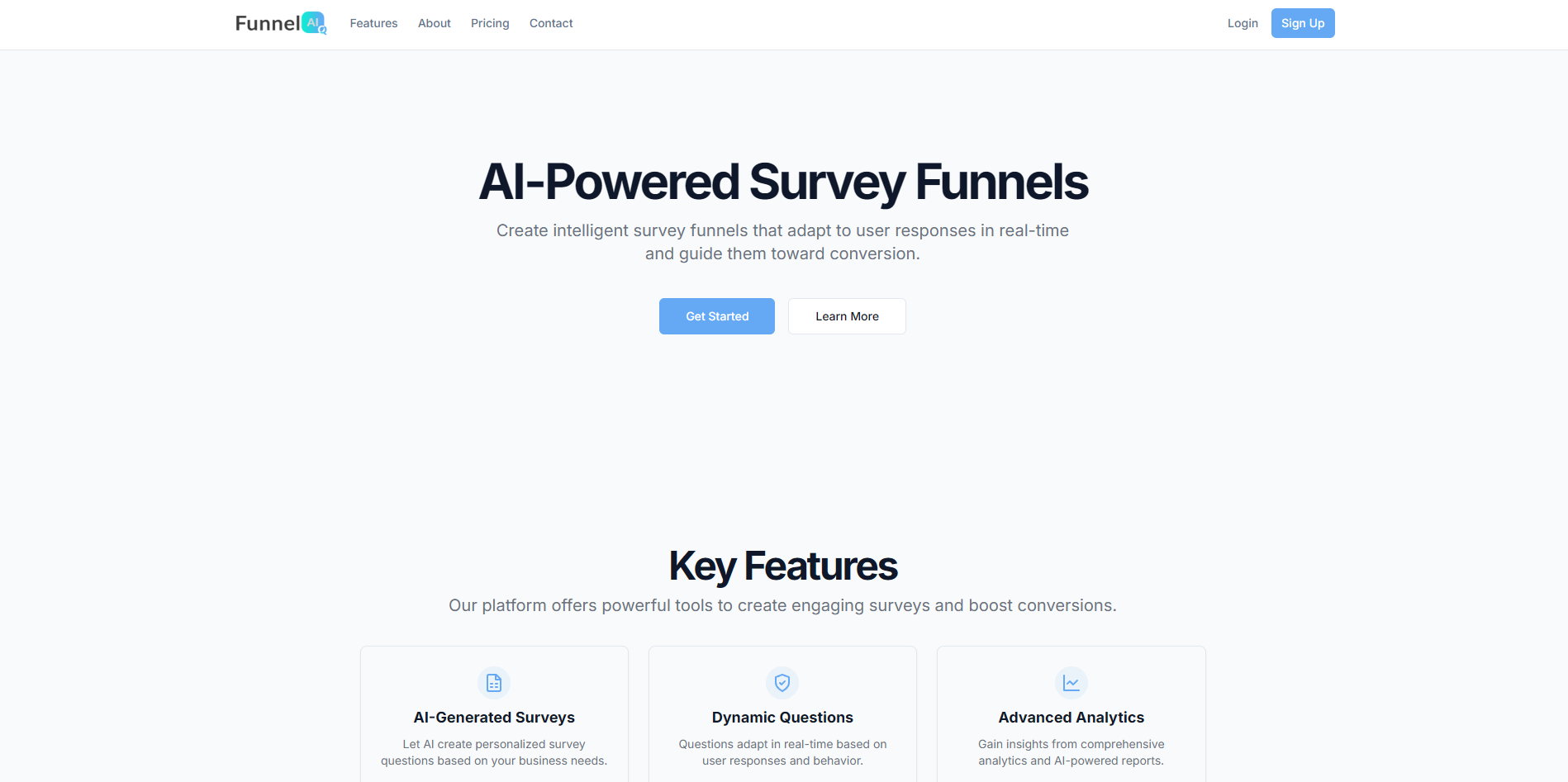 Screenshot of the Funnel AI website