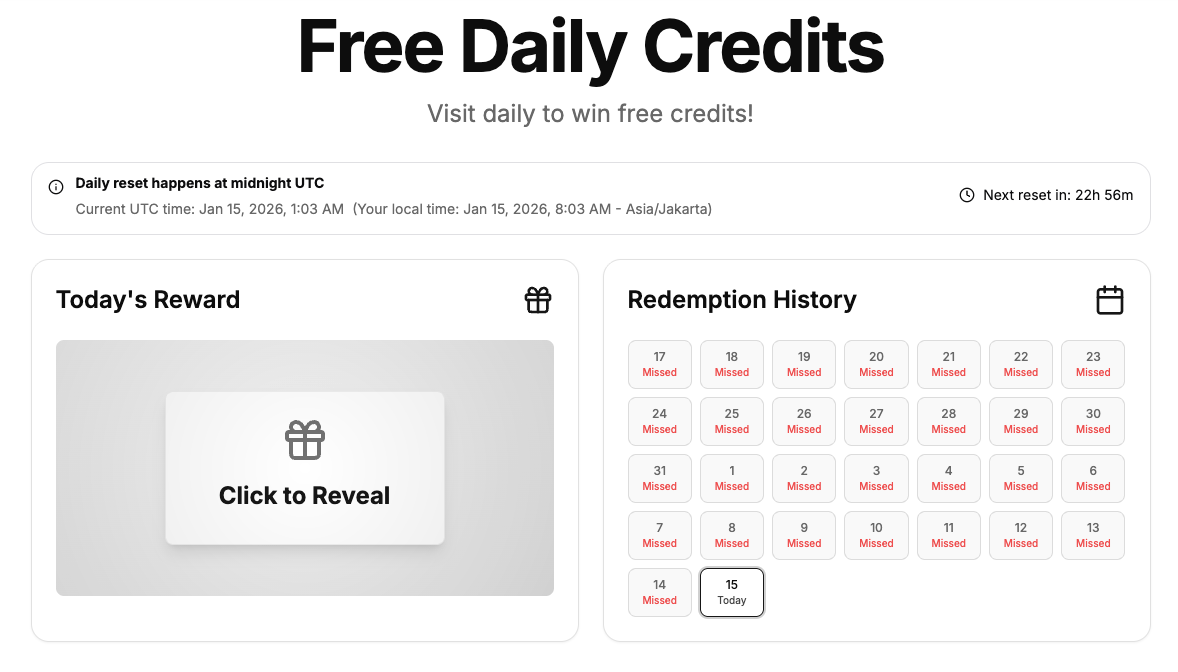 Free Daily Credits