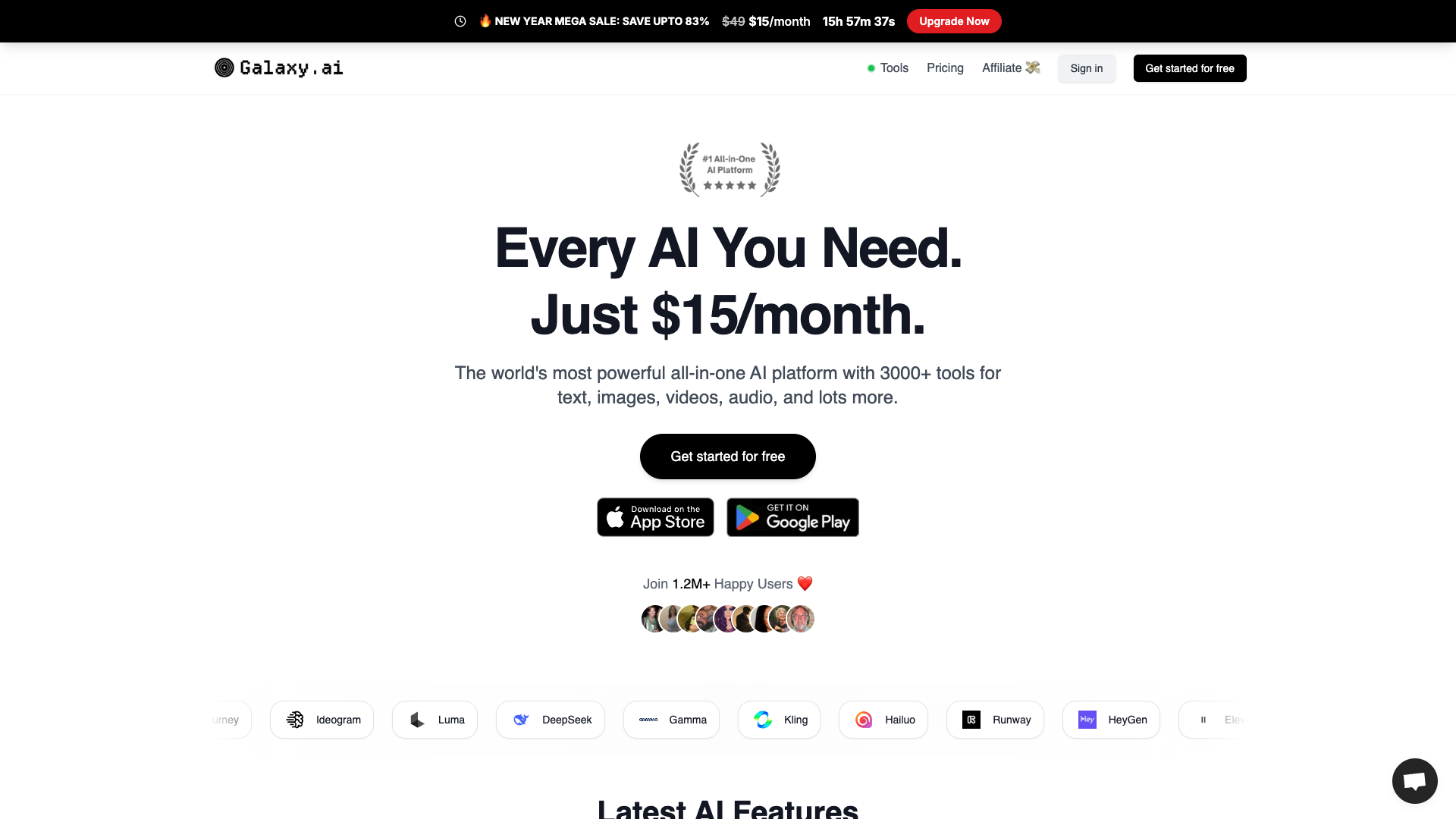 Screenshot of the Galaxy.ai website