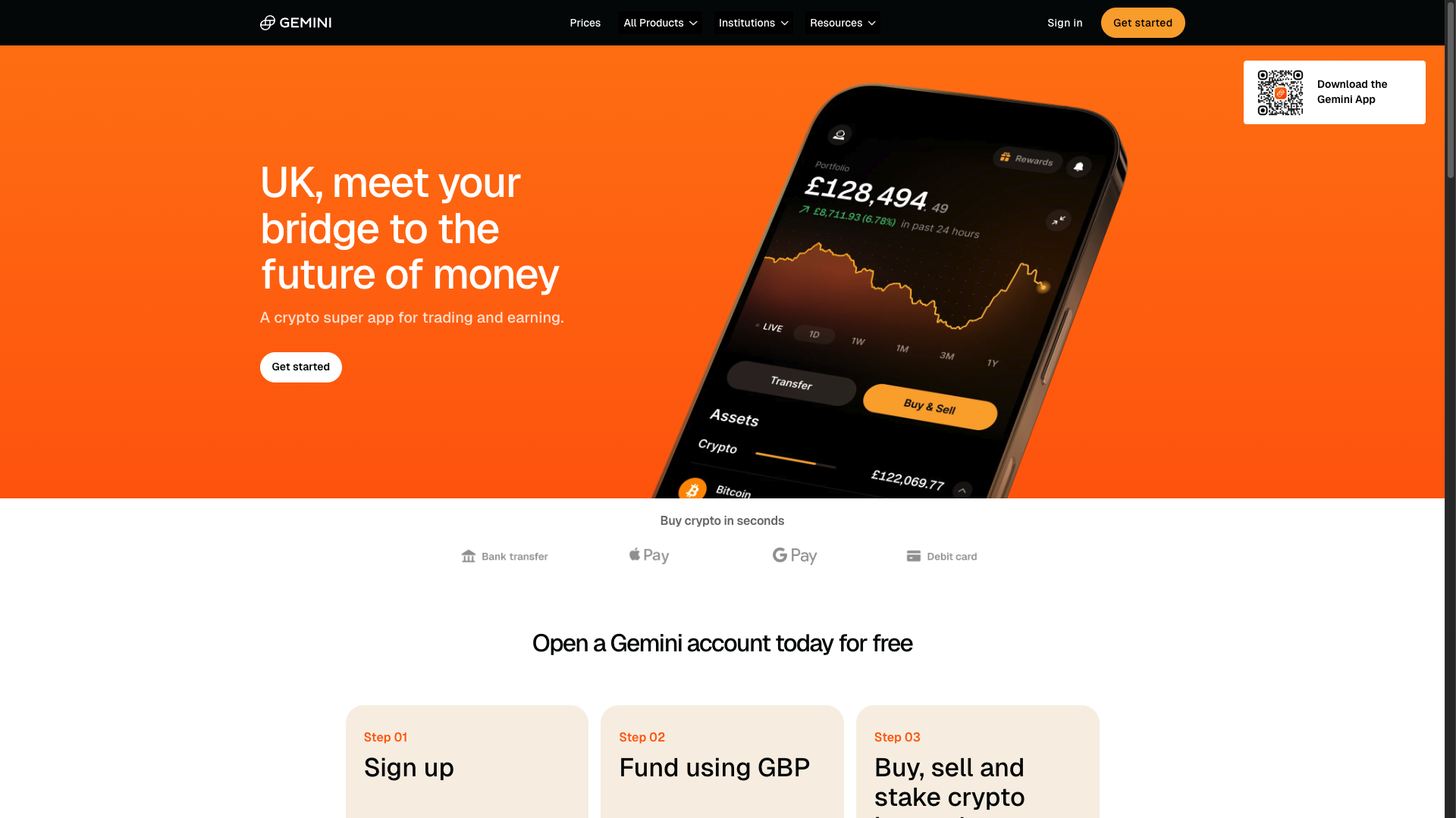 Screenshot of the Gemini website