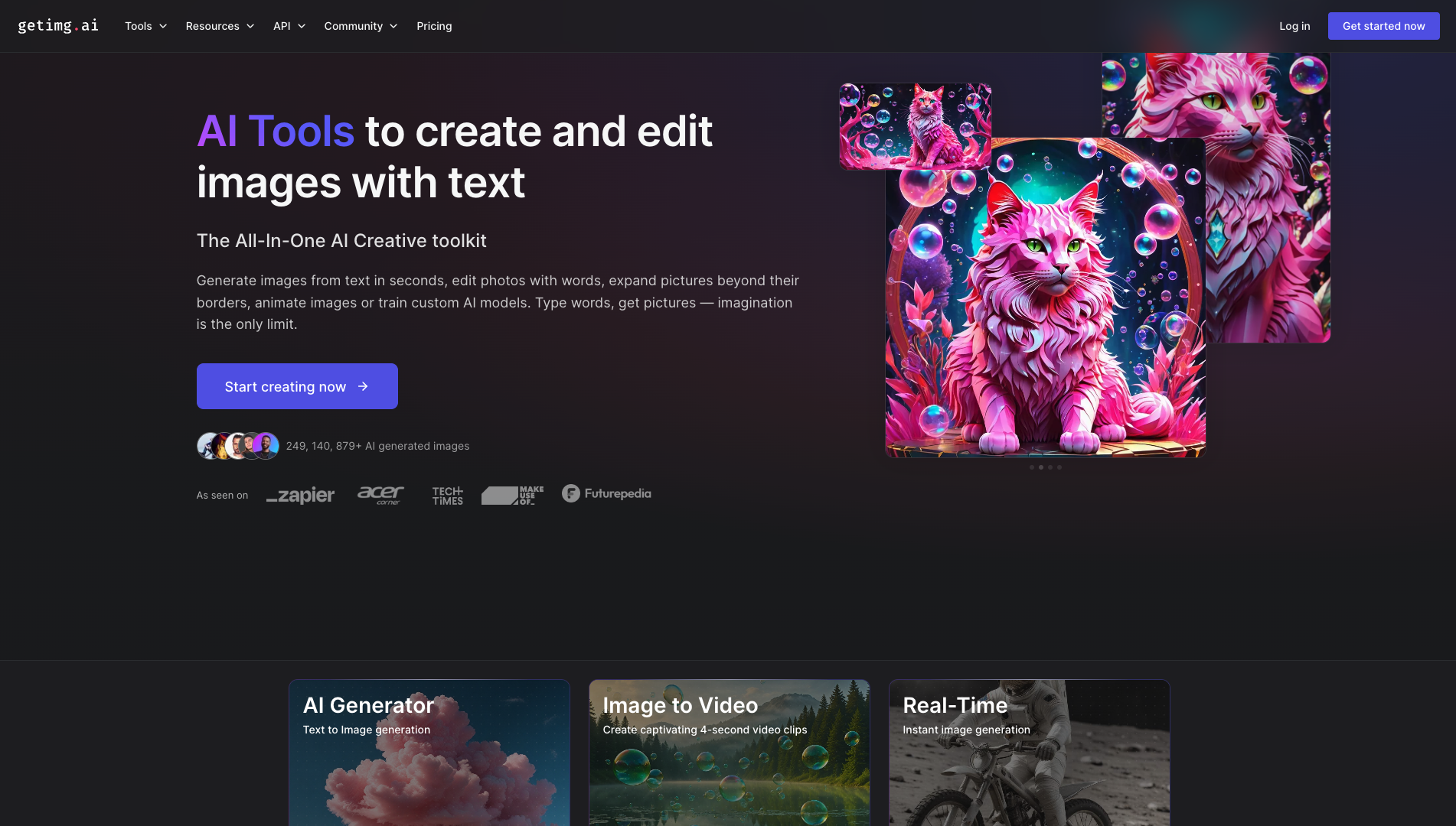 Screenshot of the getimg.ai website