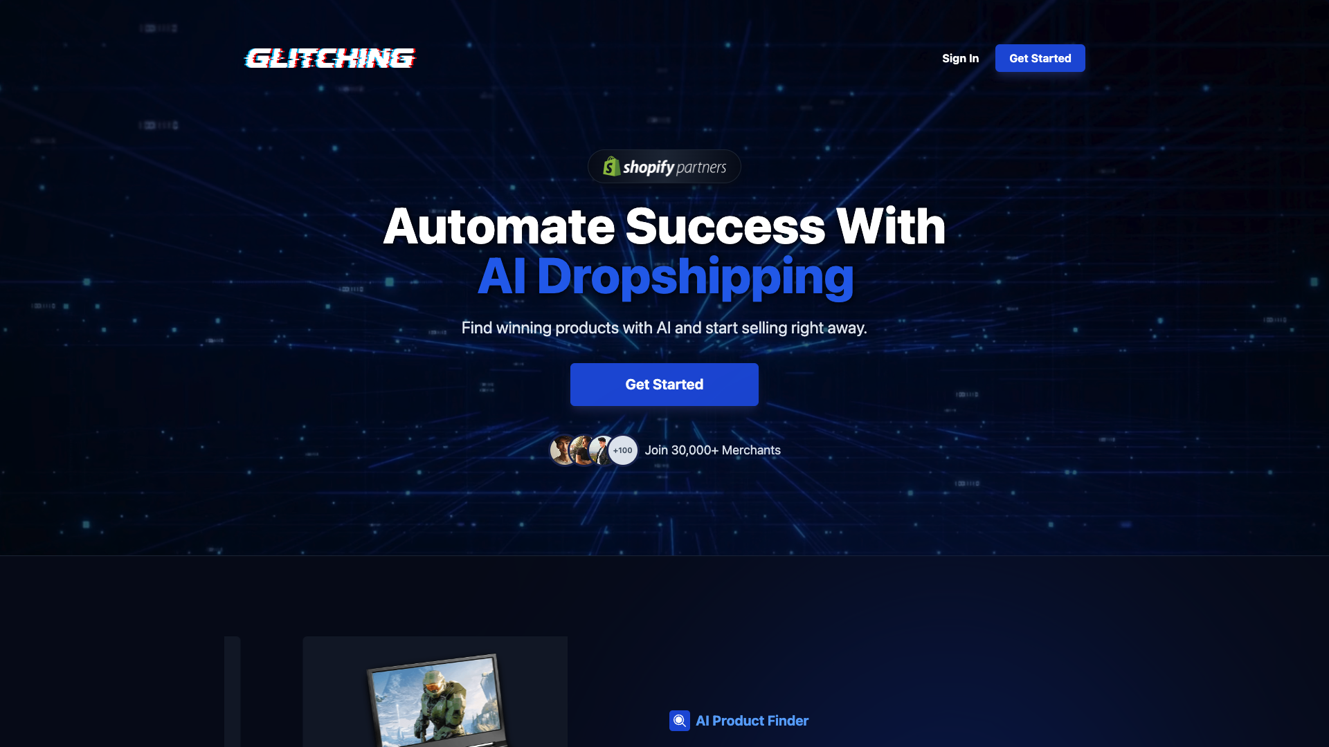 Screenshot of Glitching AI Homepage