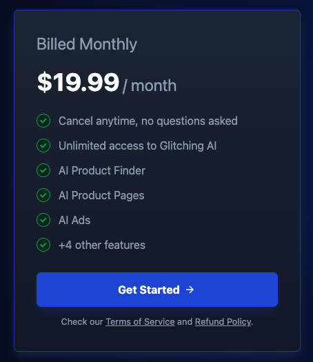 Glitching AI price plans