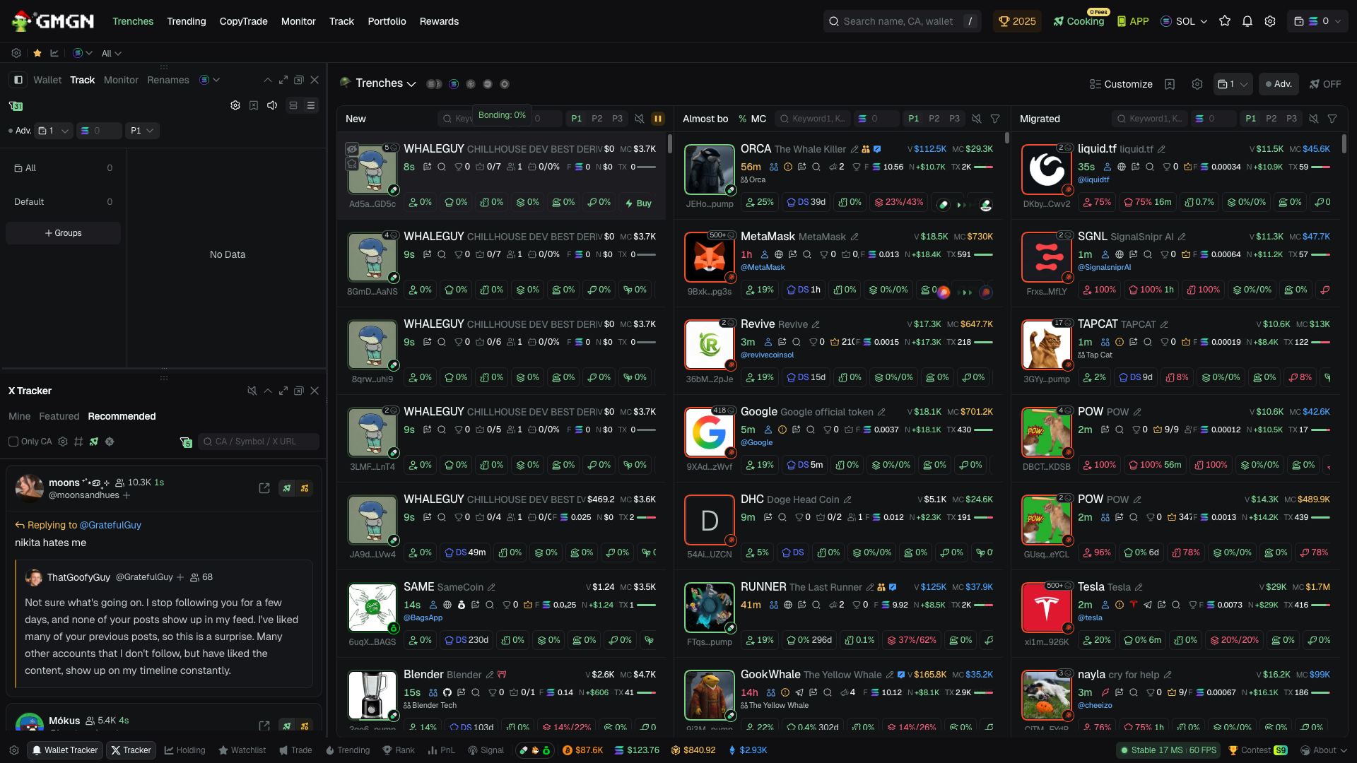 Screenshot of the GMGN website