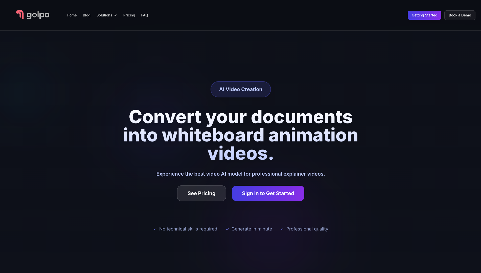 Screenshot of the Golpo AI website