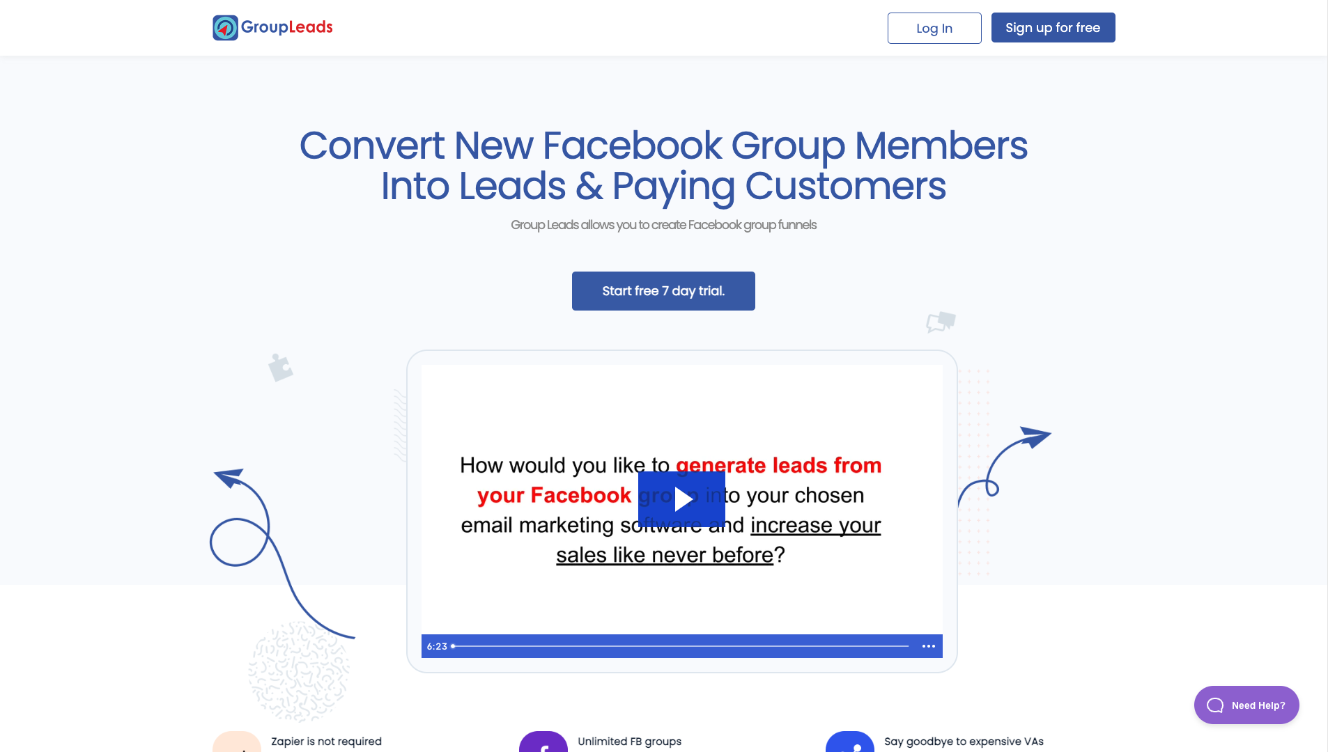 Screenshot of the Group Leads website