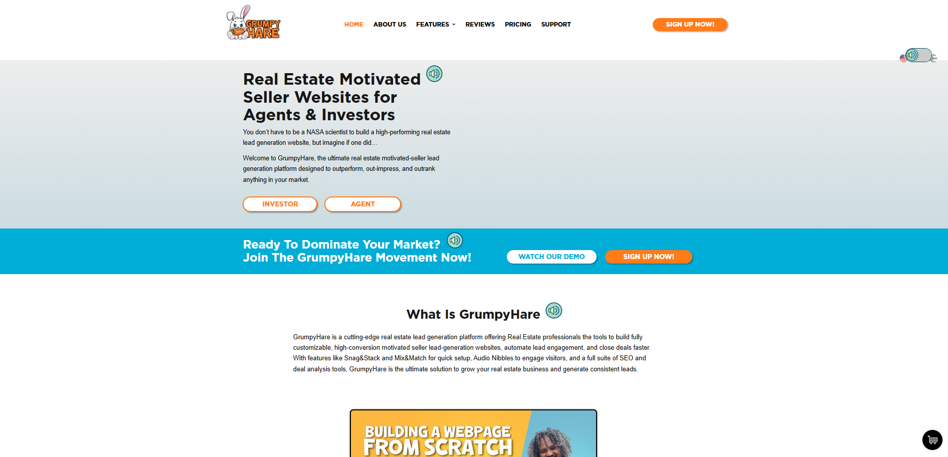 Screenshot of the Grumpy Hare website