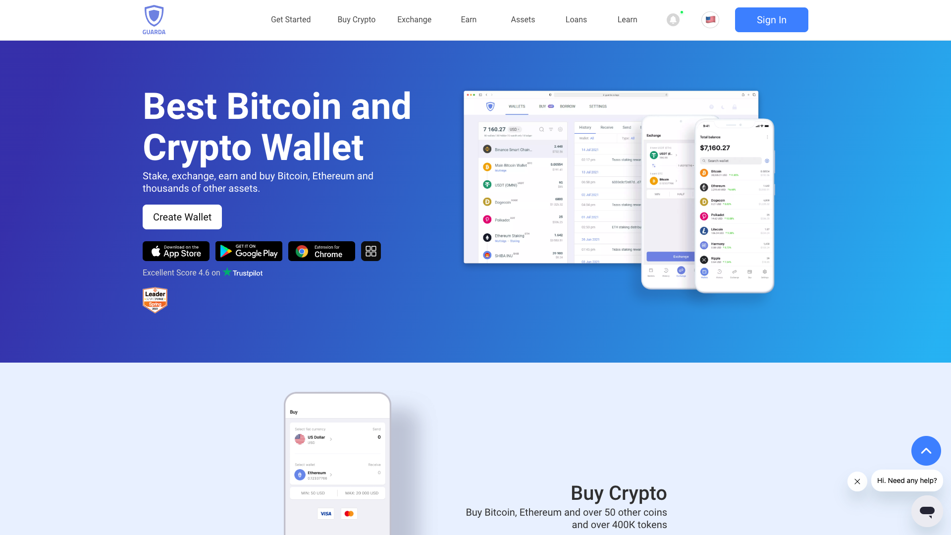 Screenshot of the Guarda website