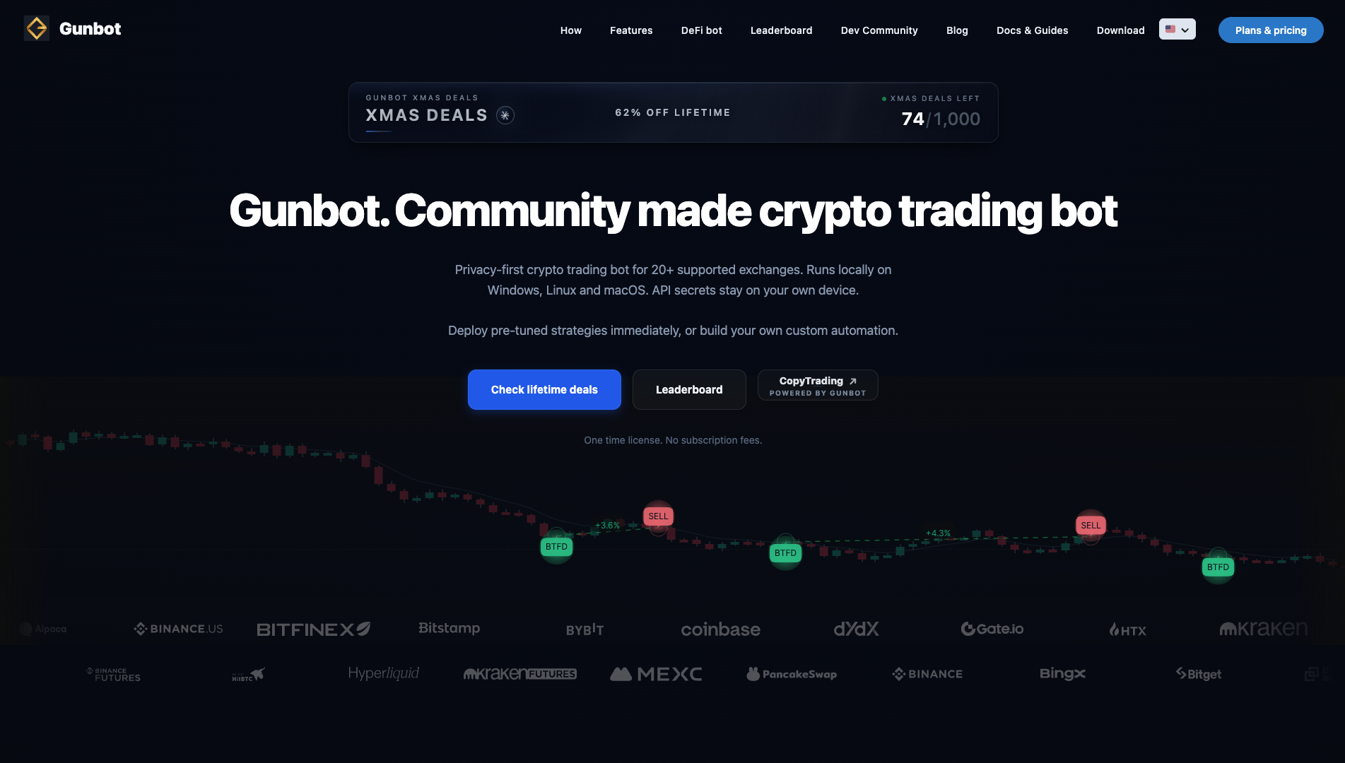 Screenshot of the Gunbot website