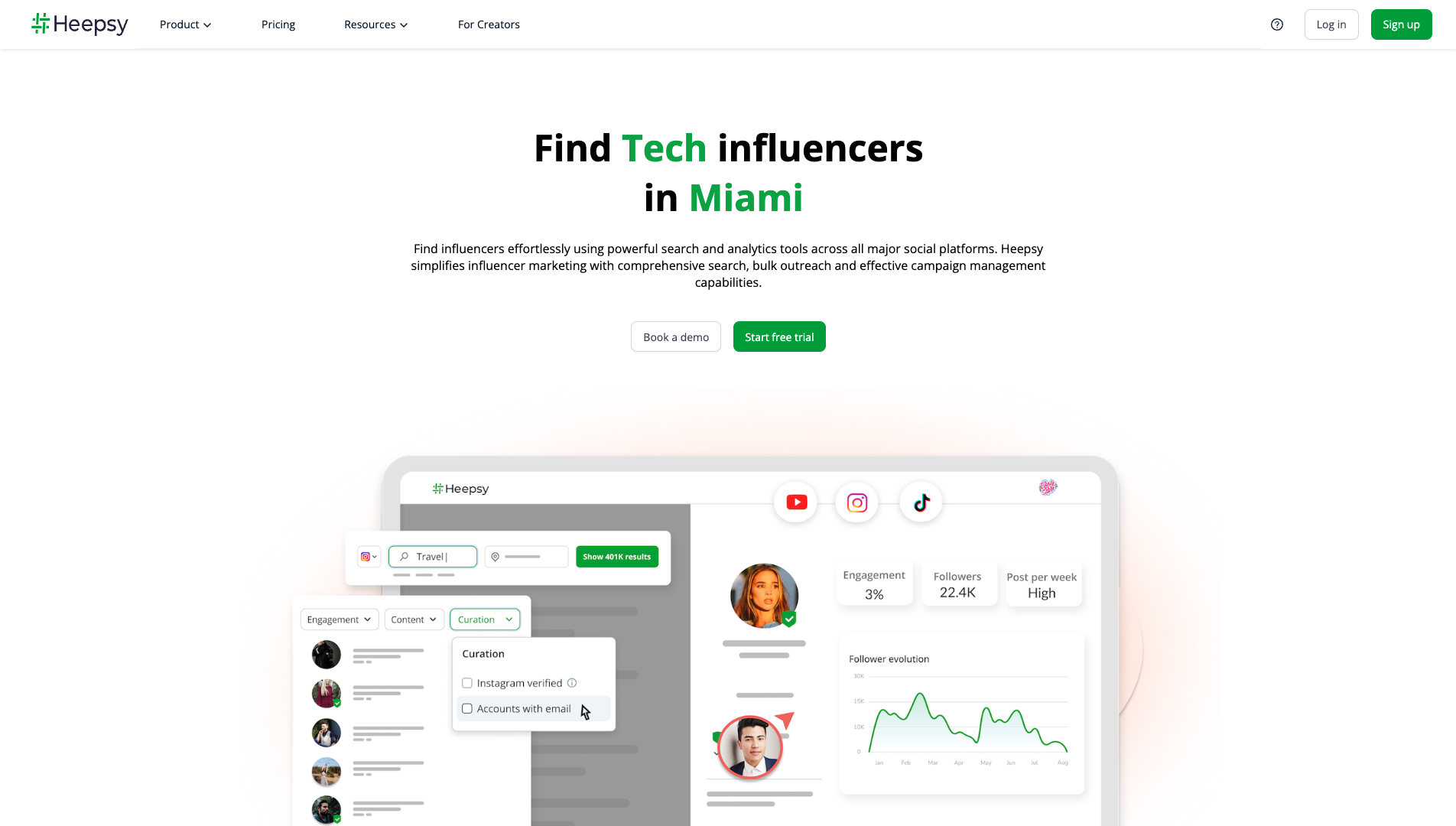 Screenshot of the Heepsy website