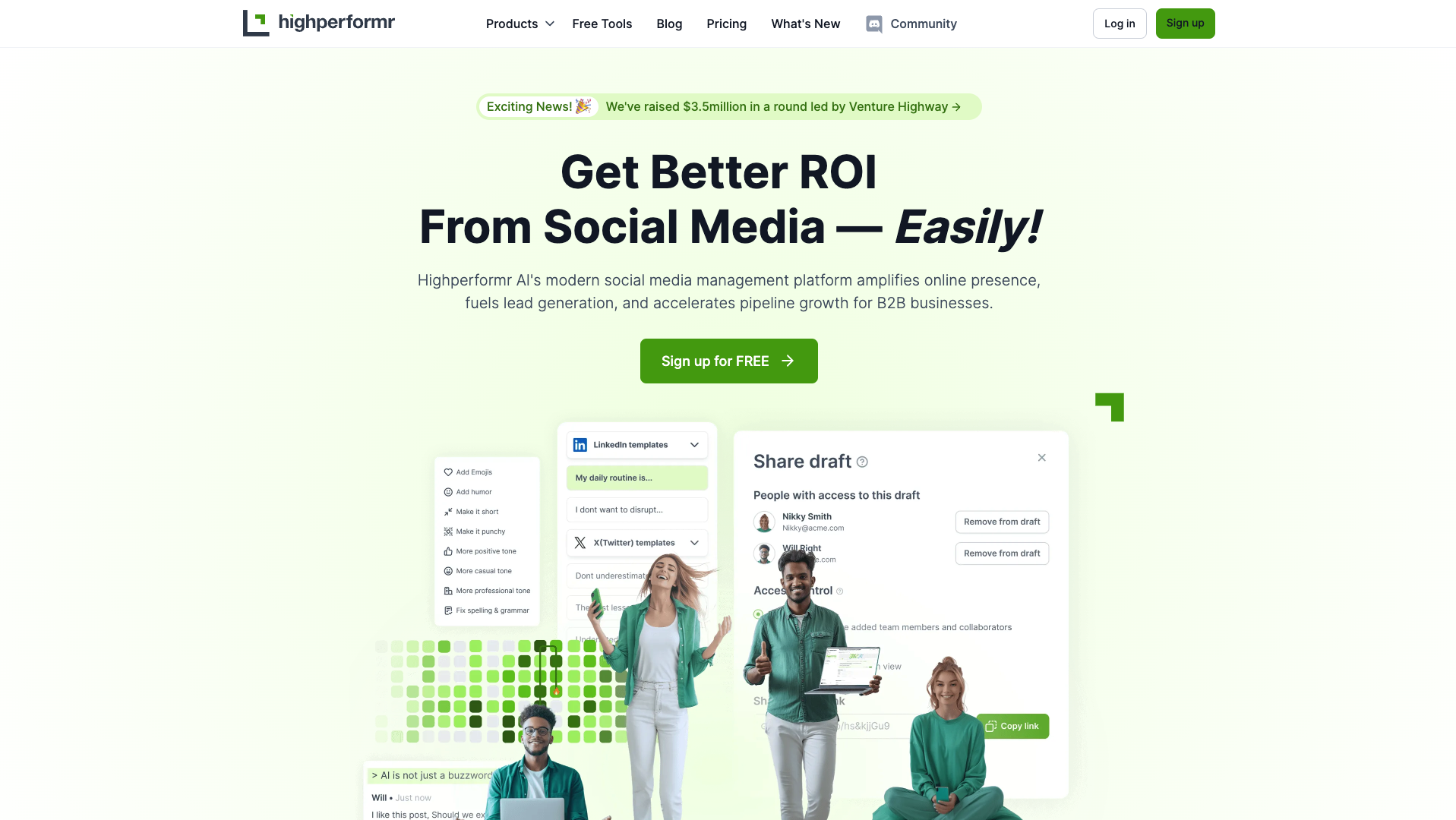 Screenshot of the Highperformr website