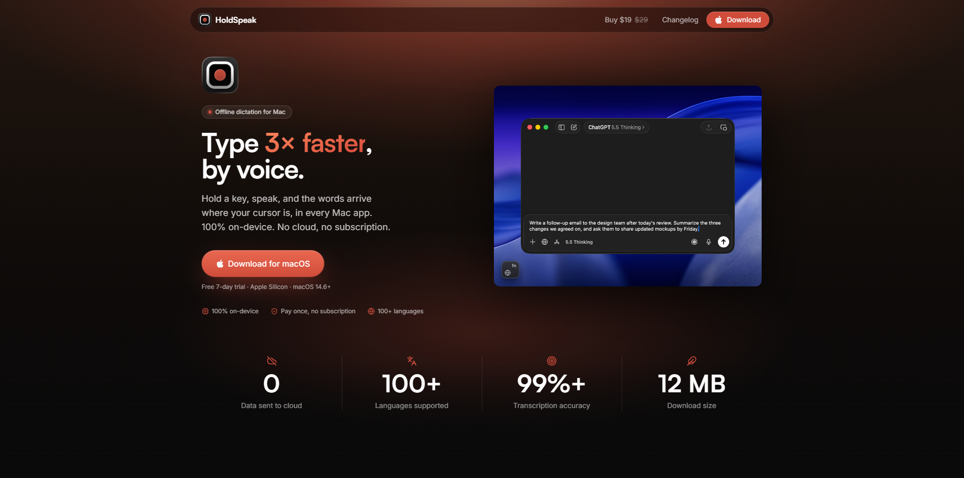Screenshot of the HoldSpeak website