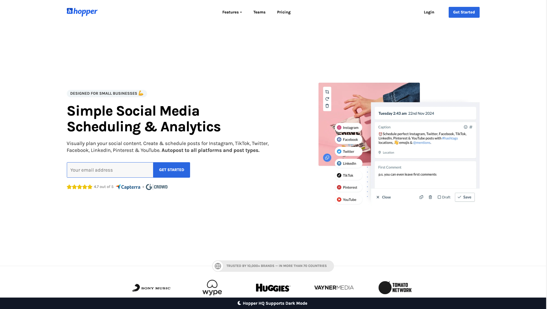 Screenshot of the Hopper HQ website