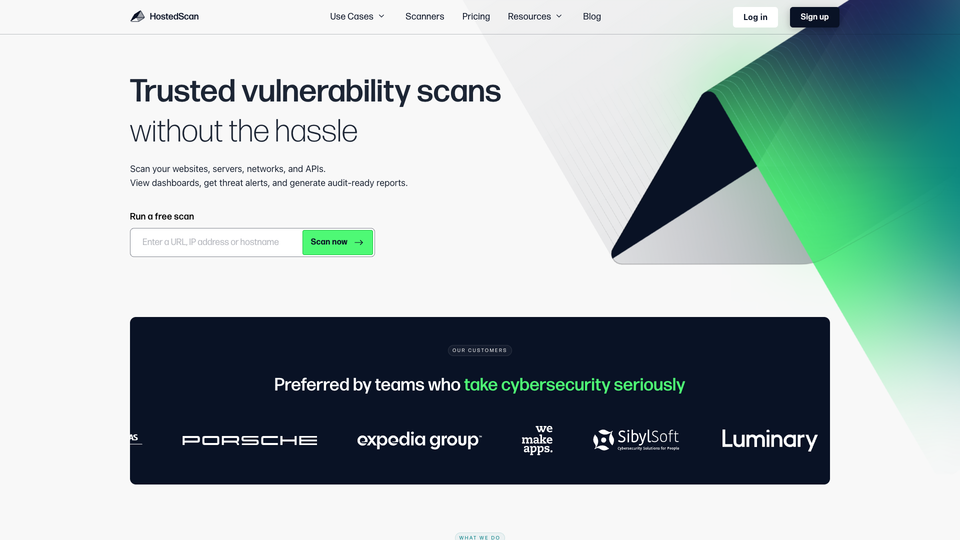 Screenshot of HostedScan Homepage