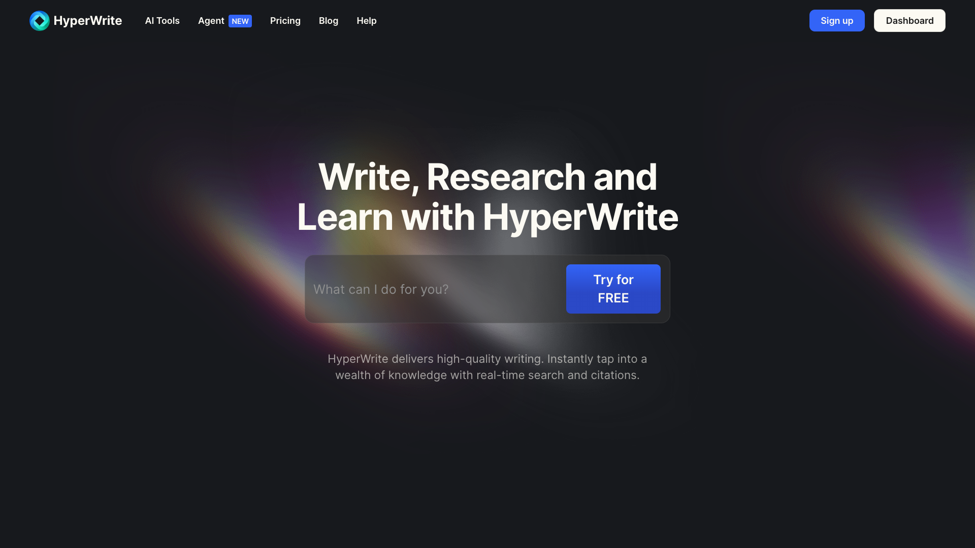 Screenshot of the HyperWrite website