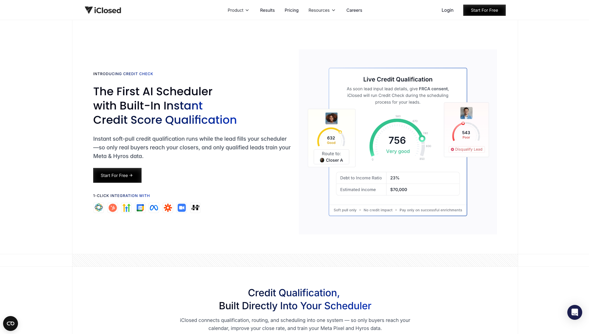 Screenshot of the iClosed website