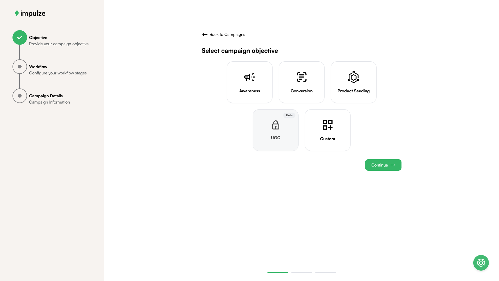 Create Campaign Select Objective
