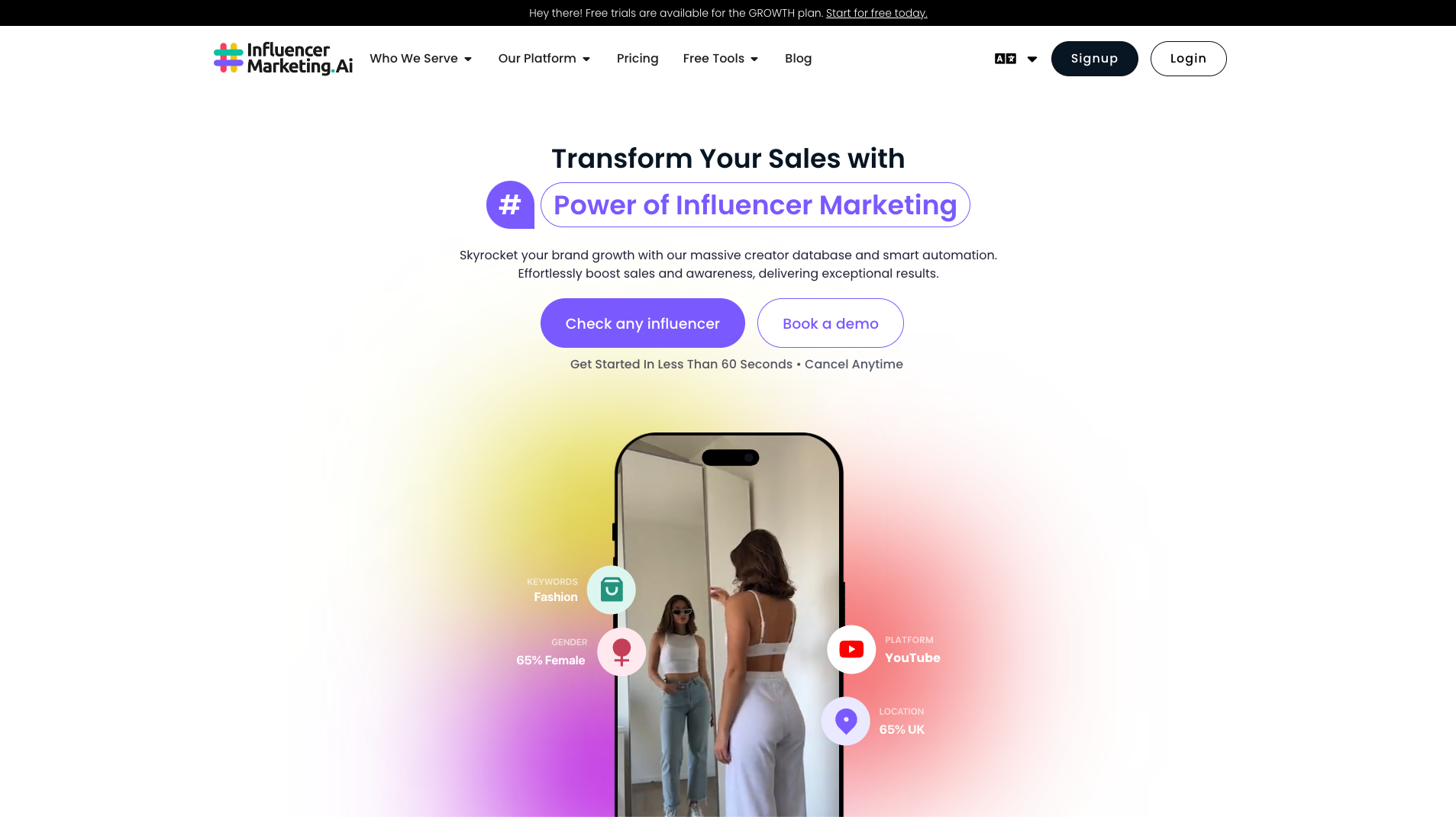 Screenshot of the Influencer Marketing AI website