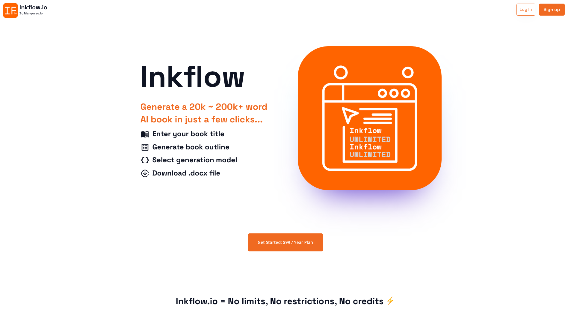 Screenshot of the Inkflow website