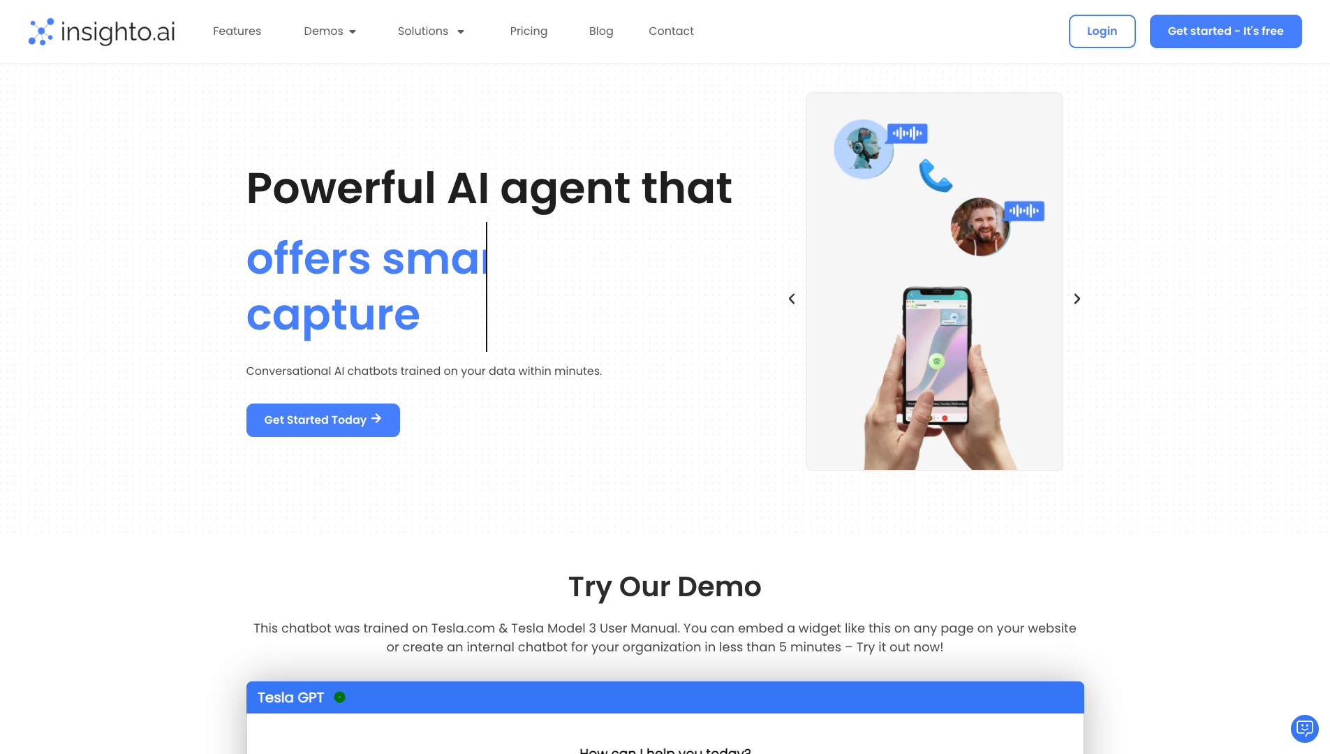 Screenshot of the Insighto AI website