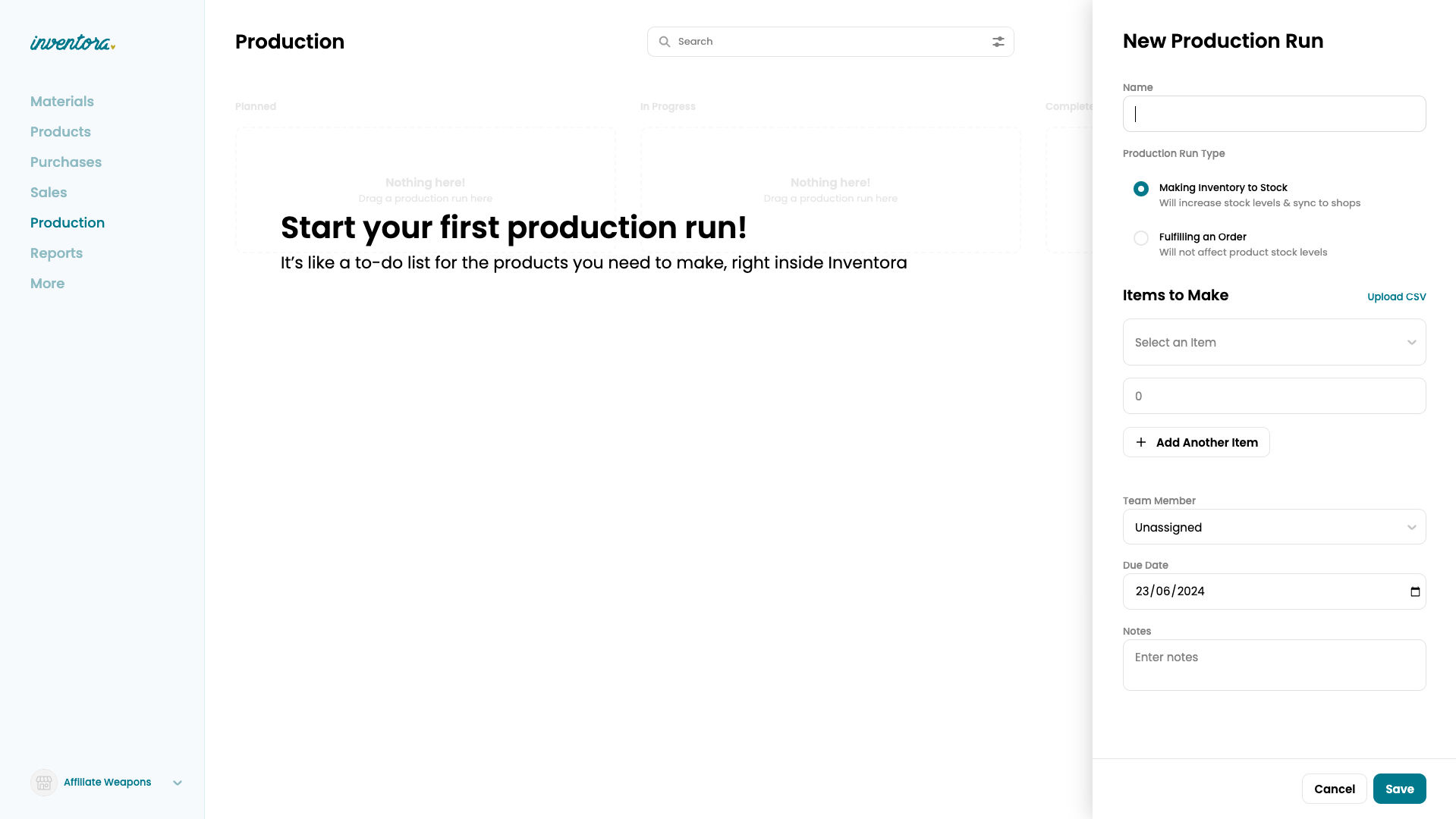 Production Runs
