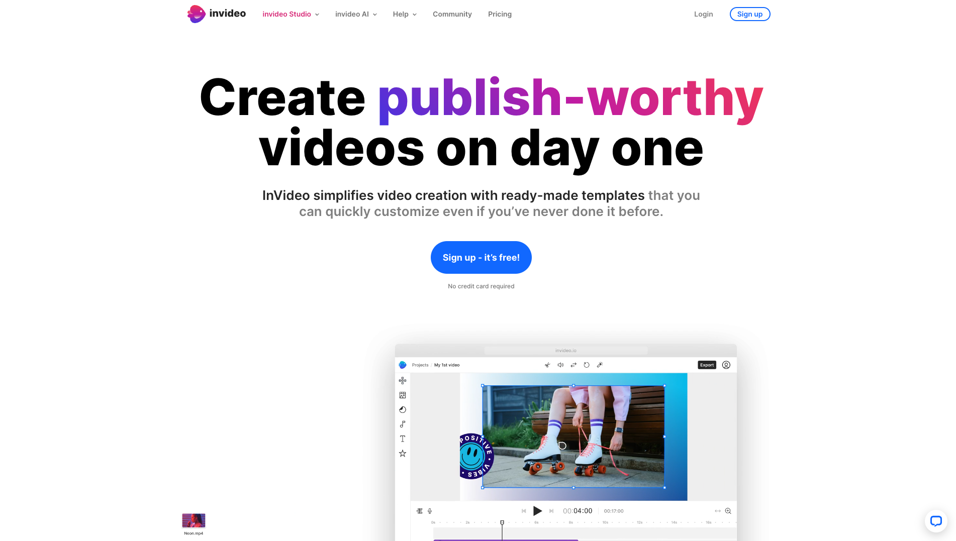 Screenshot of the InVideo website