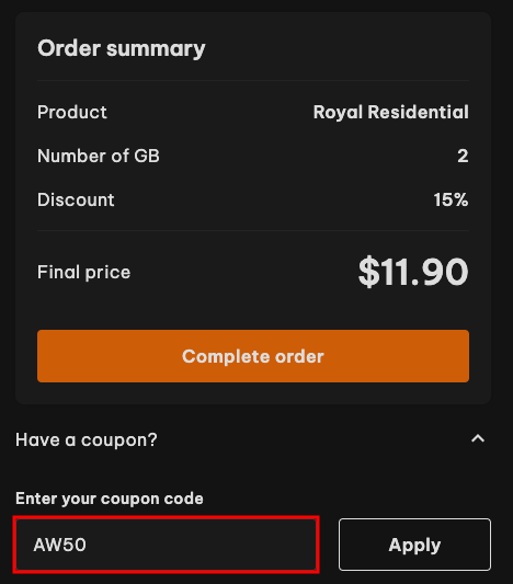 Enter Coupon Code