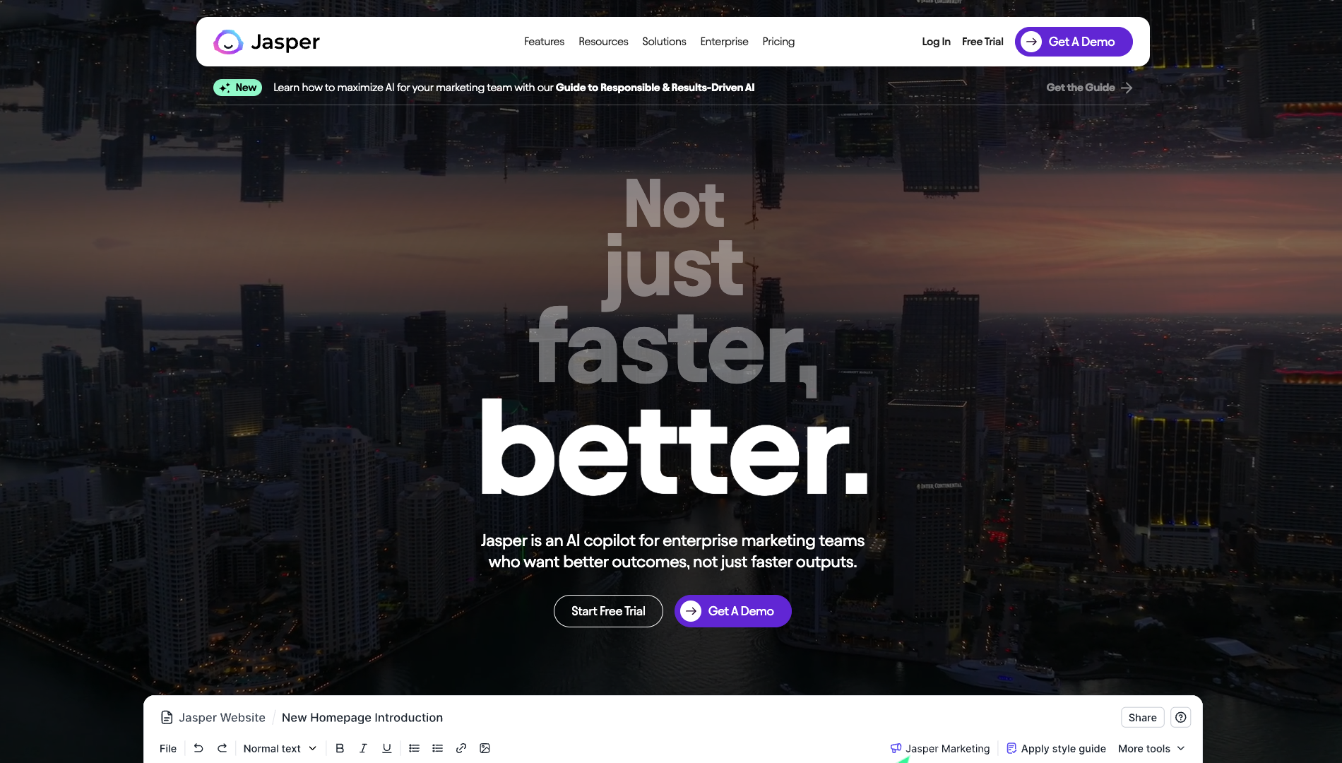 Screenshot of the Jasper.ai website