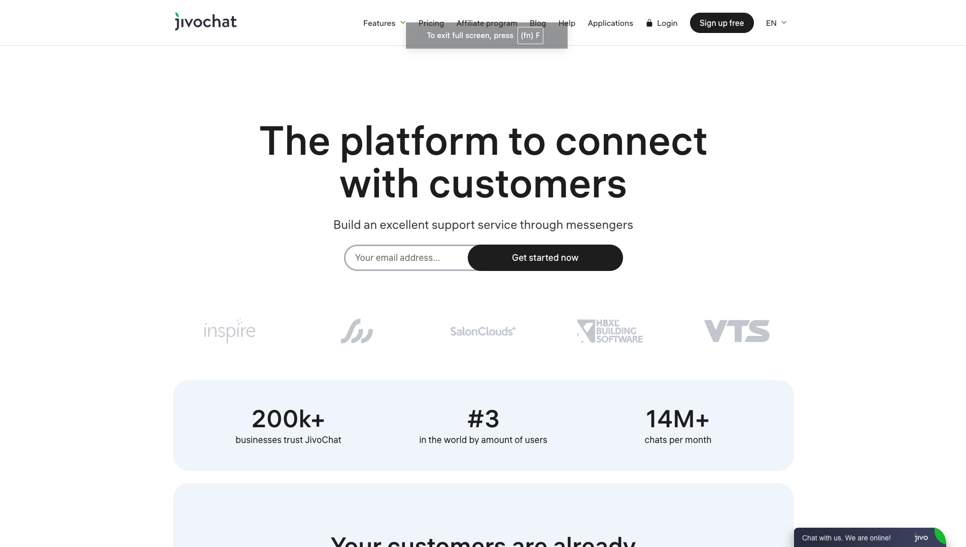 Screenshot of the JivoChat website