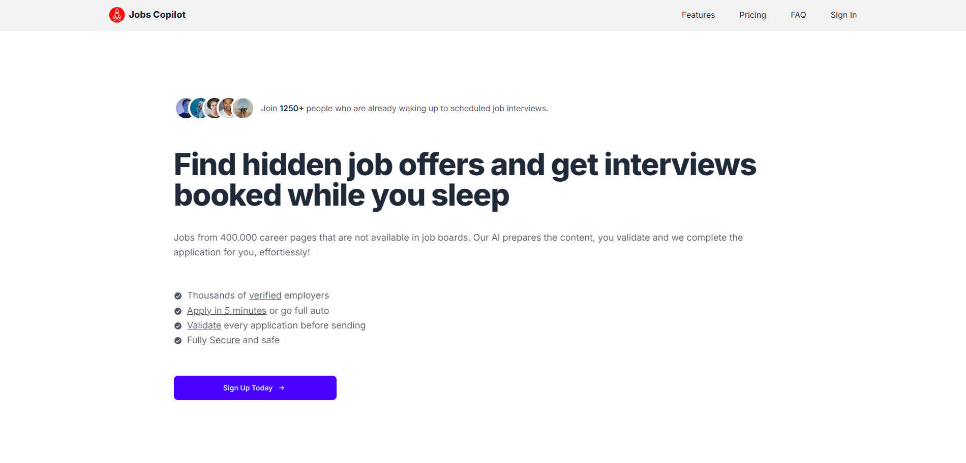 Screenshot of the Jobs Copilot website