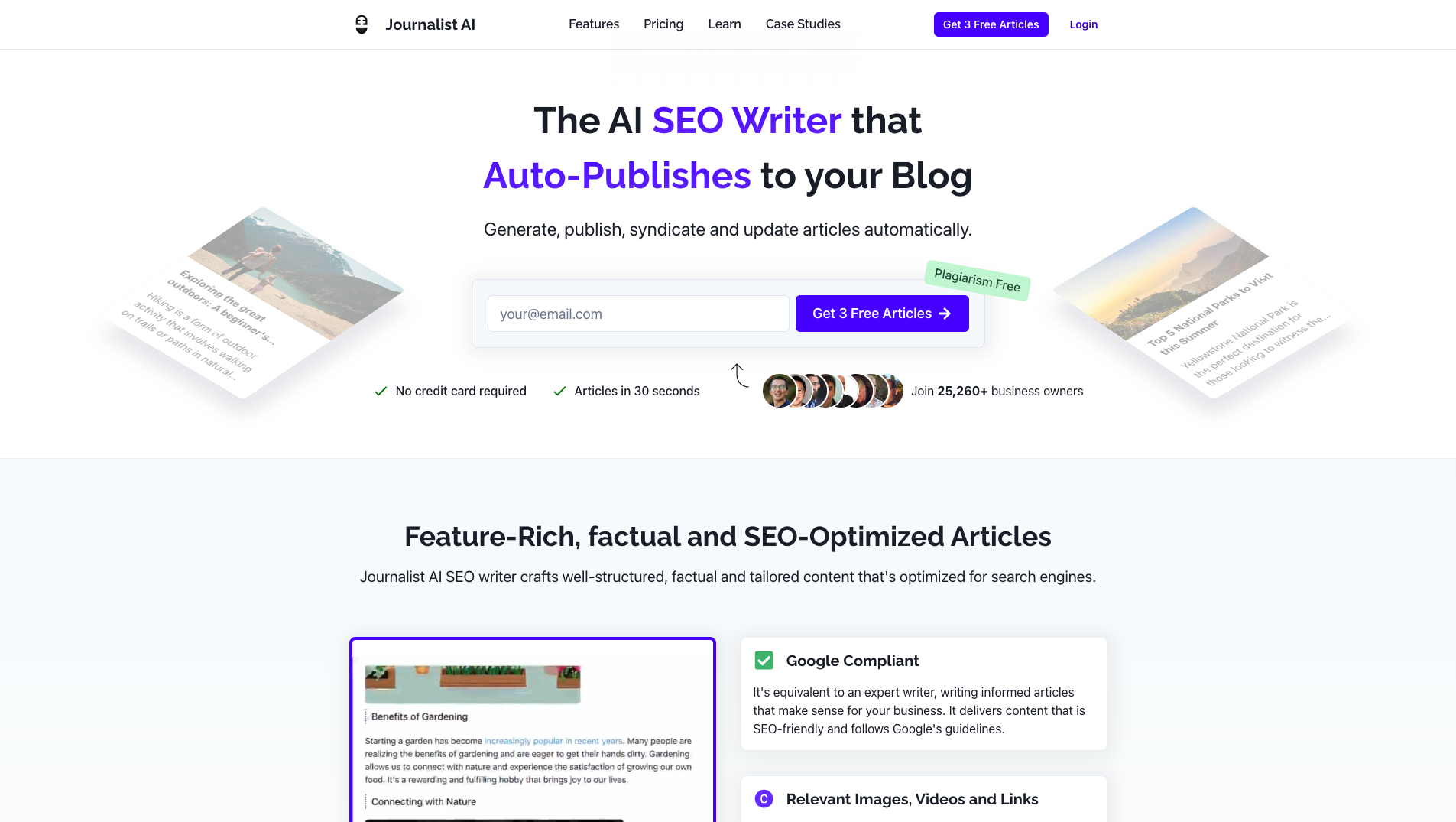 Screenshot of the Journalist AI website